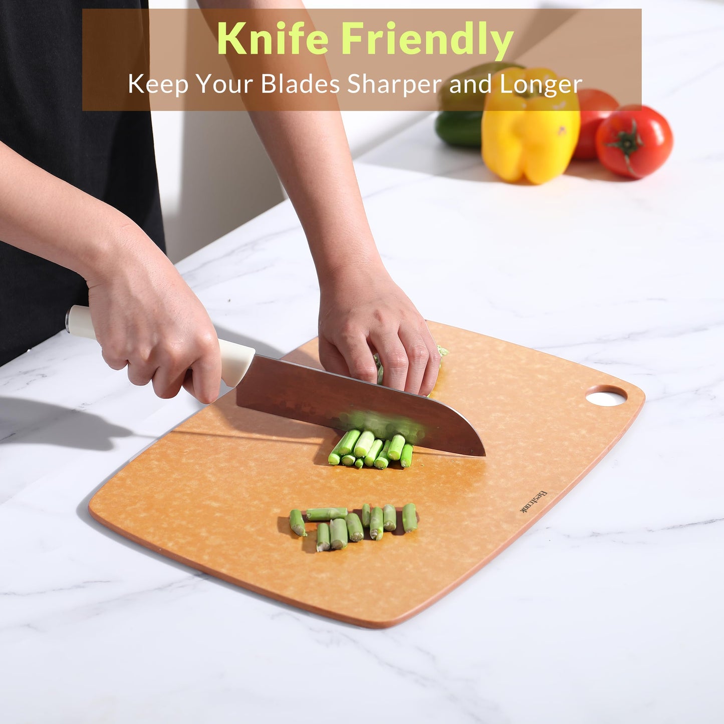 Wood Fiber Cutting Board for Kitchen [Set of 2] - High Density, Non-Porous, BPA-Free, Reversible Chopping Board, Dishwasher Safe, Knife-Friendly Cutting Board Set for Meat, Bread, Fruit, Wooden