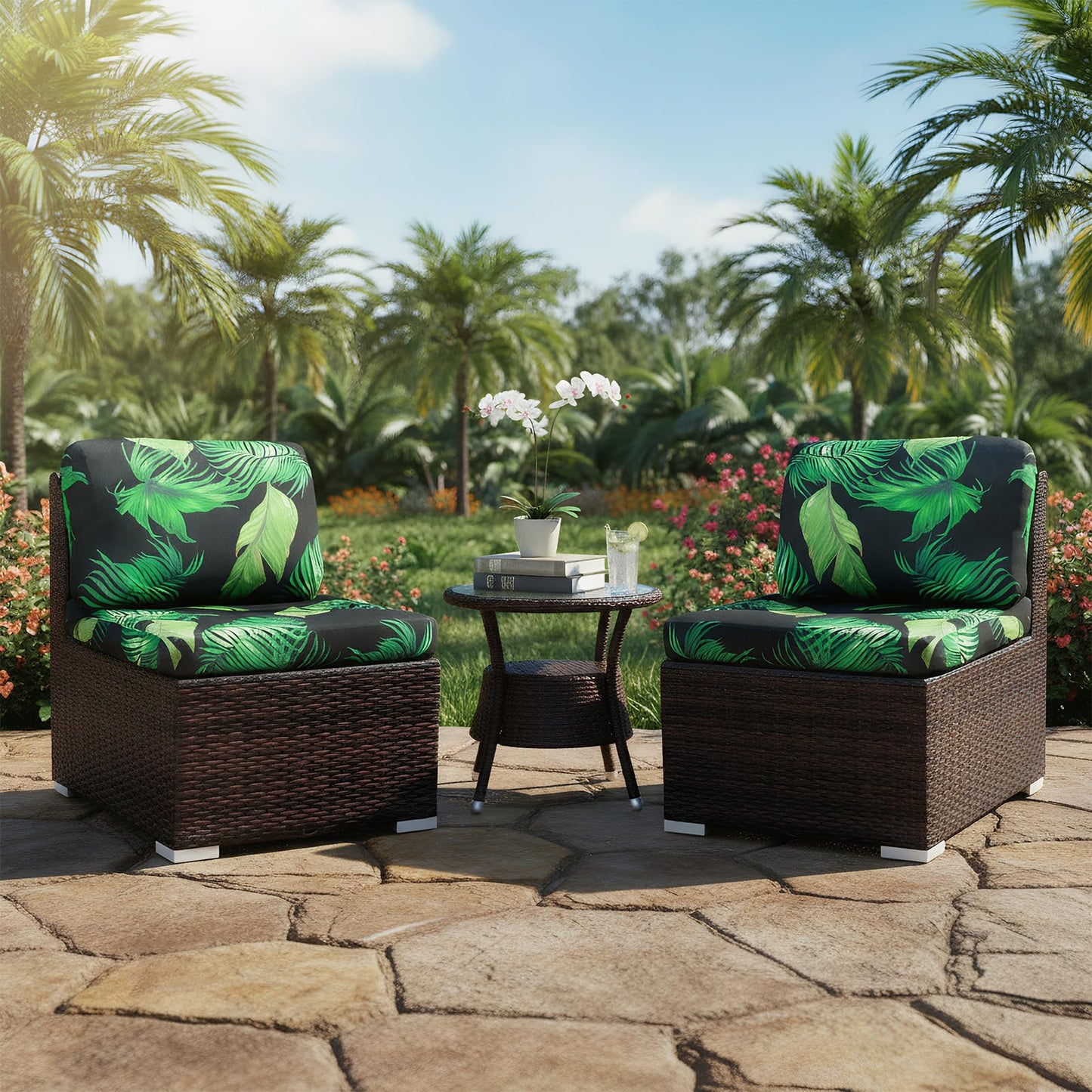 6 Pcs Outdoor Couch Covers, Patio Sofa Cushion Covers-Stretch Print Slipcovers,Washable Chair Seat Cushions Slipcovers for Indoor & Outdoor Furniture