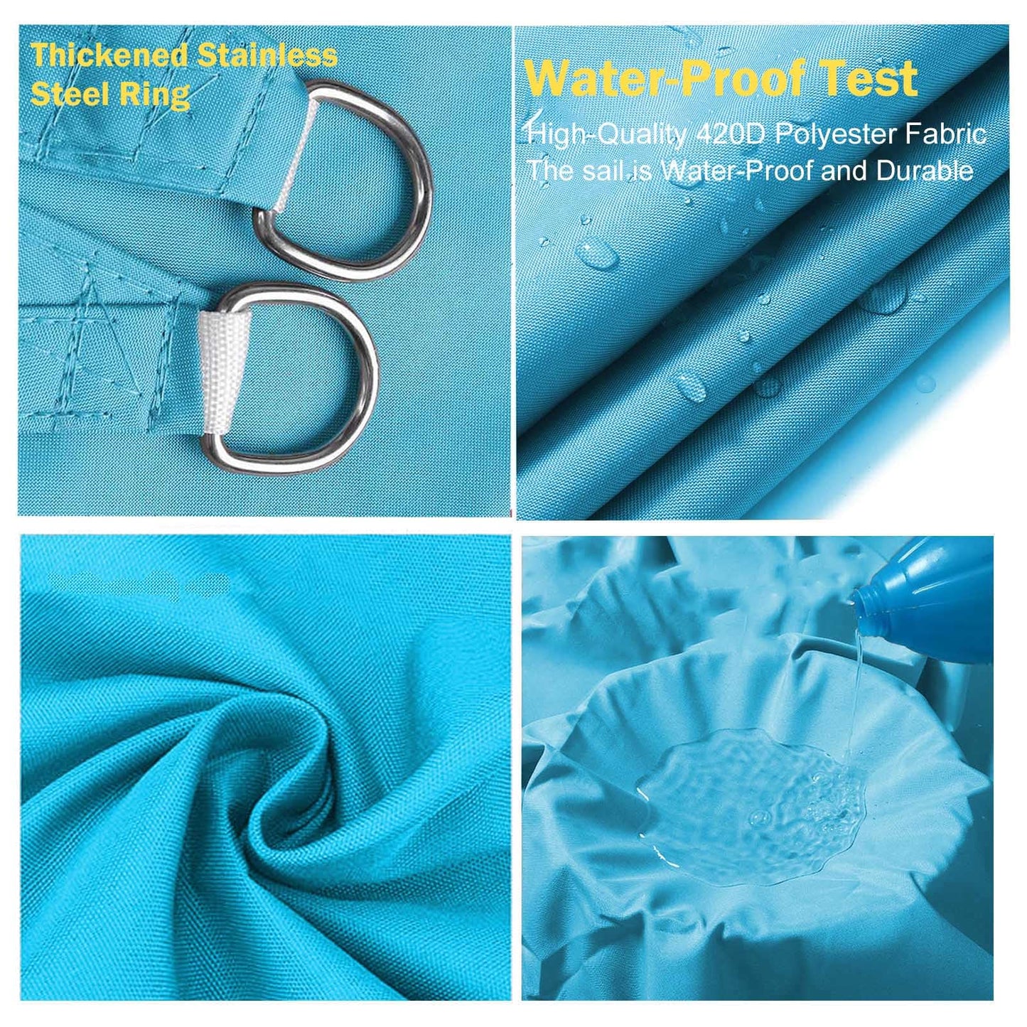 Sunal Blue Triangle Sun Shade Sail 13'x13'x19' with Installation Fixing Kit,Outdoor Water Resistant Shade Sail,Garden Sun Sail,PES Polyester Incl Fixing Rope for Balconies,Terraces and Gardens