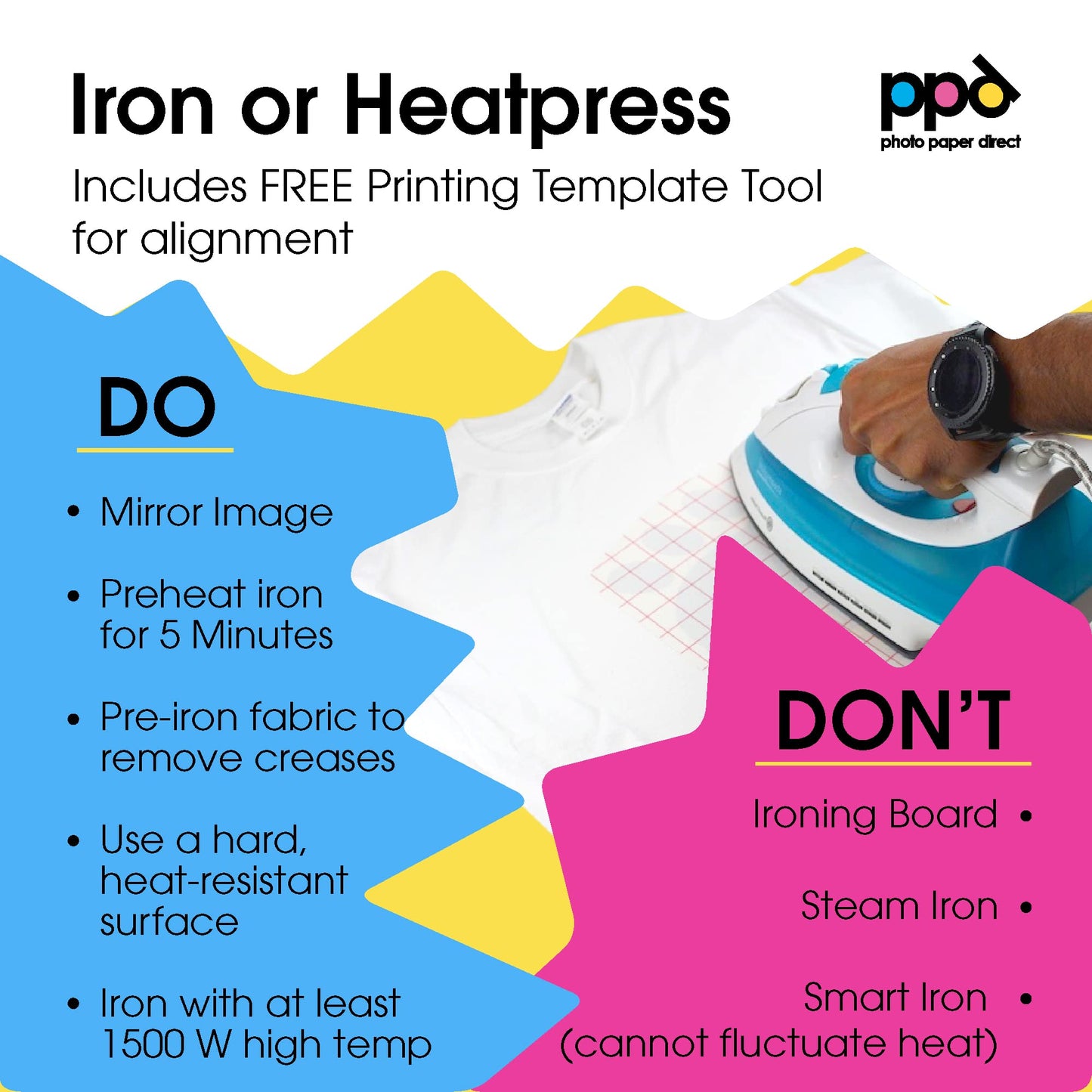 PPD Iron on Transfer Paper for Inkjet Printer for Light Fabric, 8.5 x 11 Printable Paper for Clothing, T Shirts and Cotton Textiles, Print and Cut Heat Transfer, DIY at Home, Washable (100 Sheets)