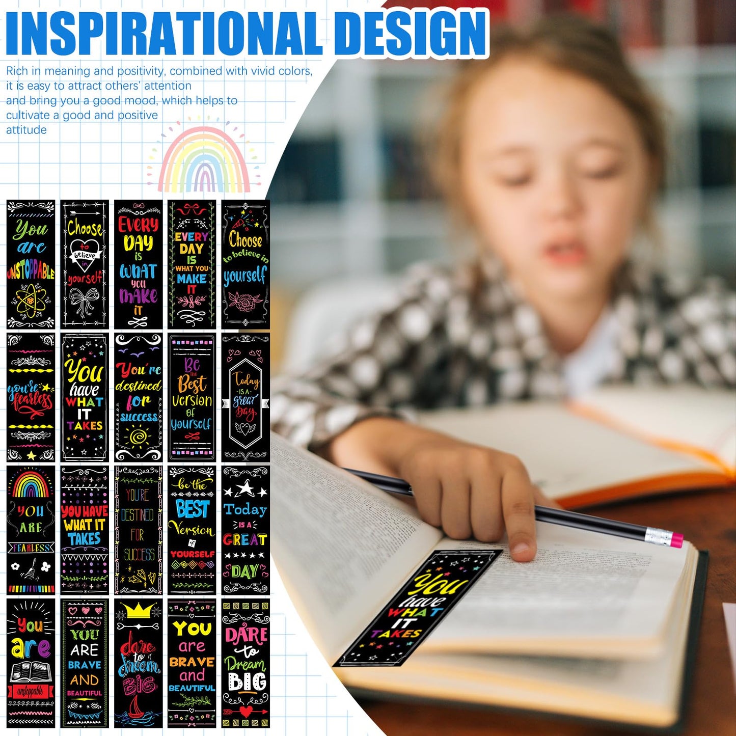 240 Pcs/120 Set Inspirational Pencil Bookmark Gift Thermochromic Color Changing Pencil Bulk with Eraser Motivational Bookmark Back to School Gifts for Kids Students Teacher Classroom Party Favors