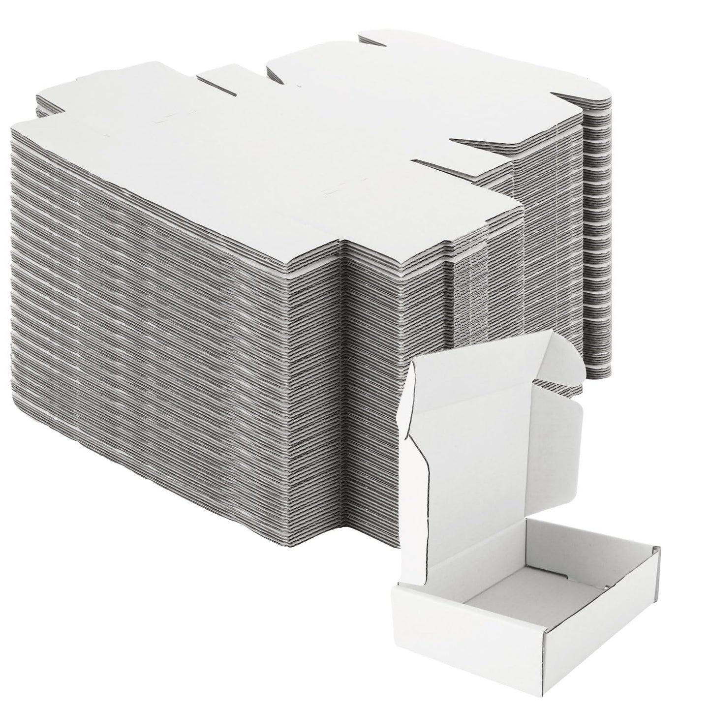 ABuff 50 Pack 6 x 4 x 1.6 Inch Shipping Boxes, Small Corrugated Cardboard Box White Mailer Boxes Gift Boxes for Business Shipping Mailing Packaging Literature Mailer
