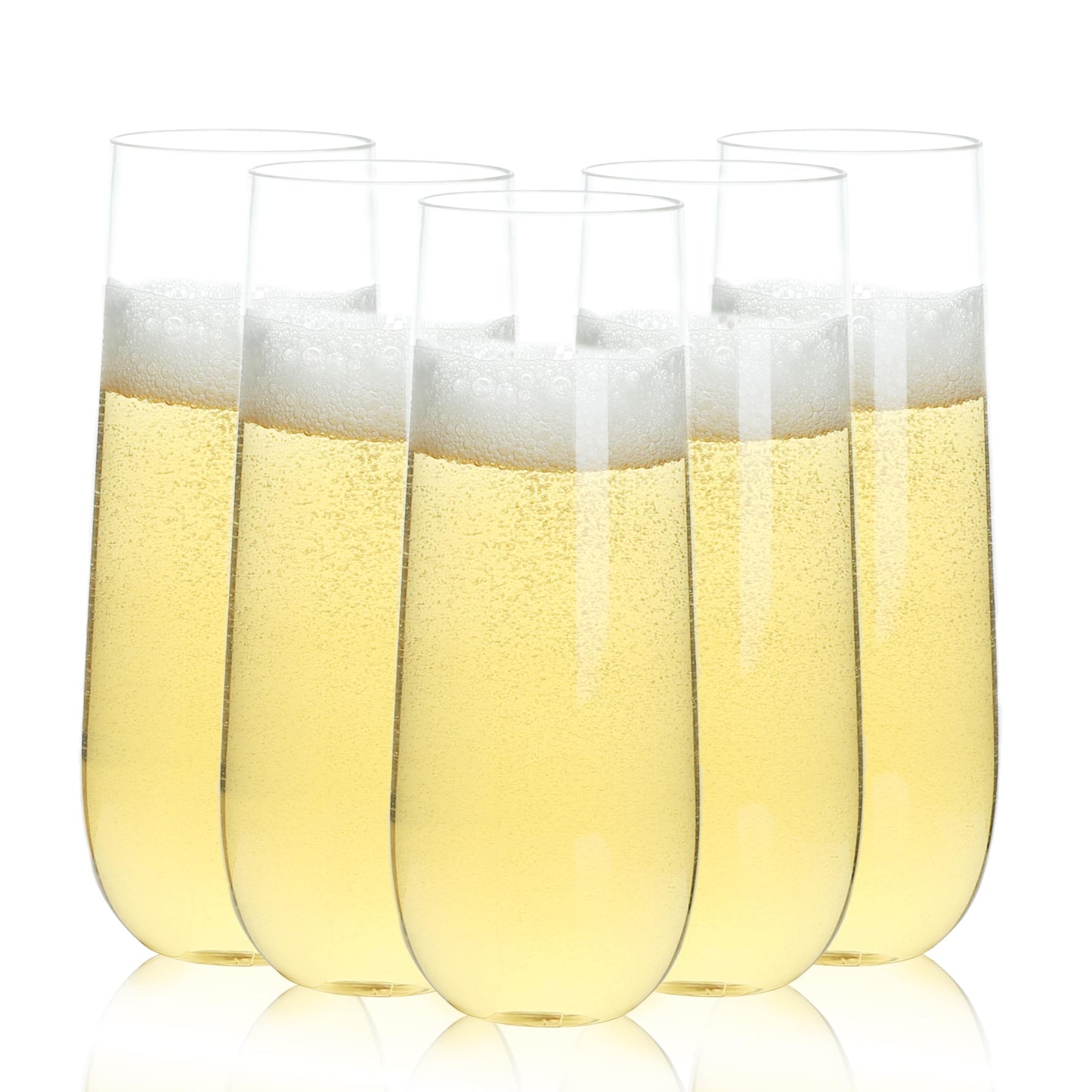 Goodluck 24 Pack 9 oz Stemless Plastic Champagne Flutes, Clear Disposable Champagne Toasting Glasses, Shatterproof and BPA-Free Drinkware for Party & Graduation & Wedding