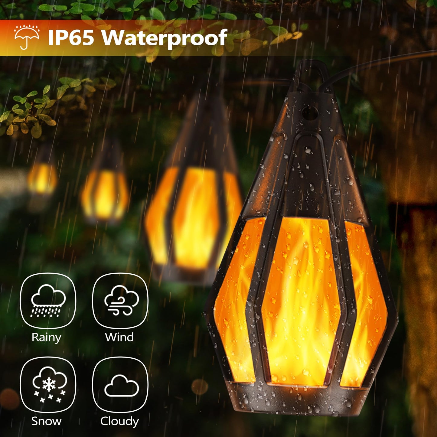 Jnaurb Solar String Lights for Outside, 21Ft Patio Lights with 10 Flickering Flame Light Bulbs, Waterproof Warm White Solar Powered Outdoor Light for Garden Yard Patio Gazebo Bistro Cafe Party Decor