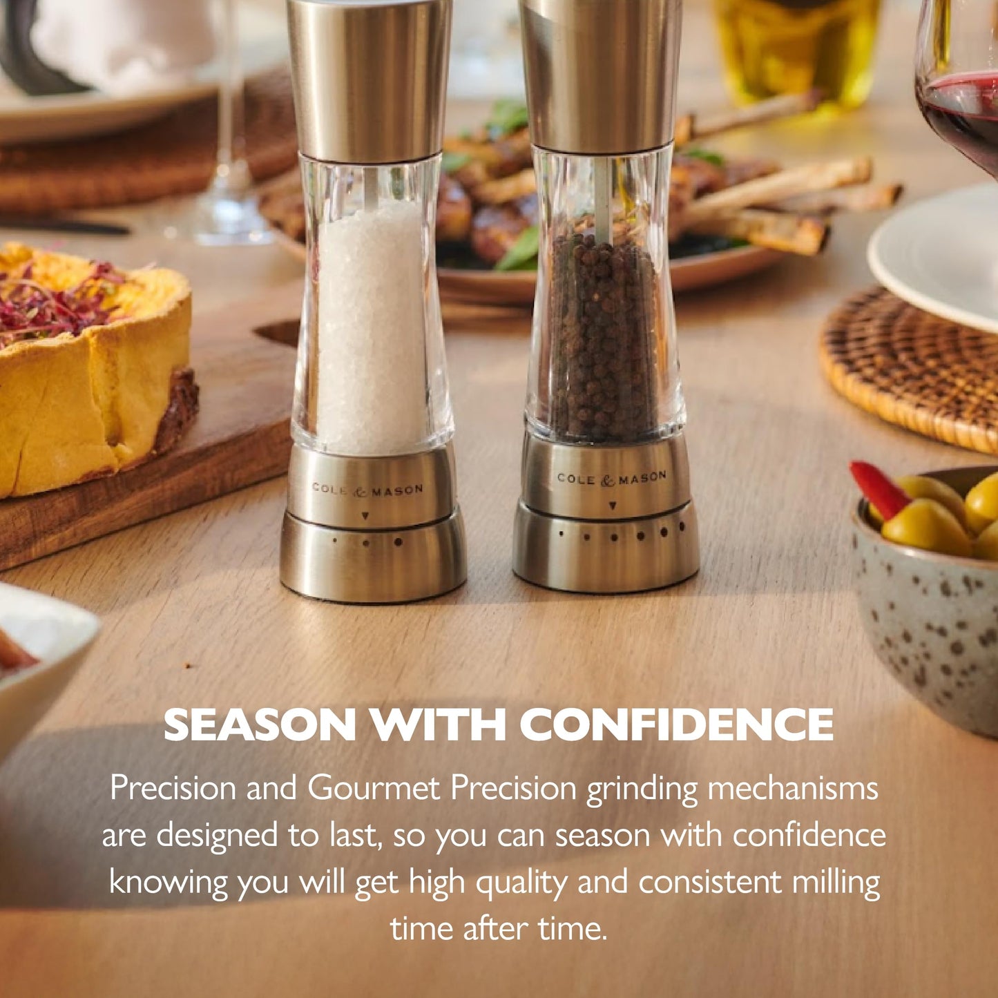 Cole & Mason Derwent Pepper Grinder - Stainless Steel Mill Includes Gourmet Precision Mechanism and Premium Peppercorns