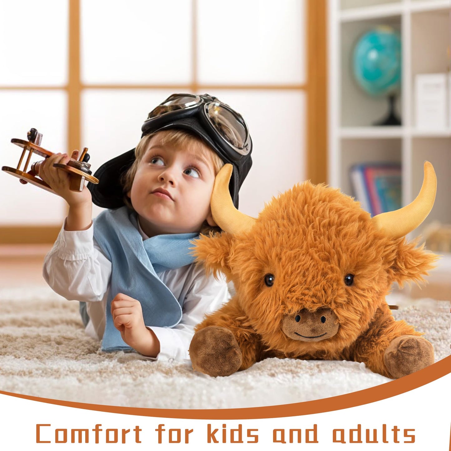 5lbs Highland Cow Weighted Stuffed Animals, 24in Giant Highland Cow Gift Plush Toy,Adorable Stuffed Animal for Kids and Adults Highland Cattle Plushie Pillow Decor