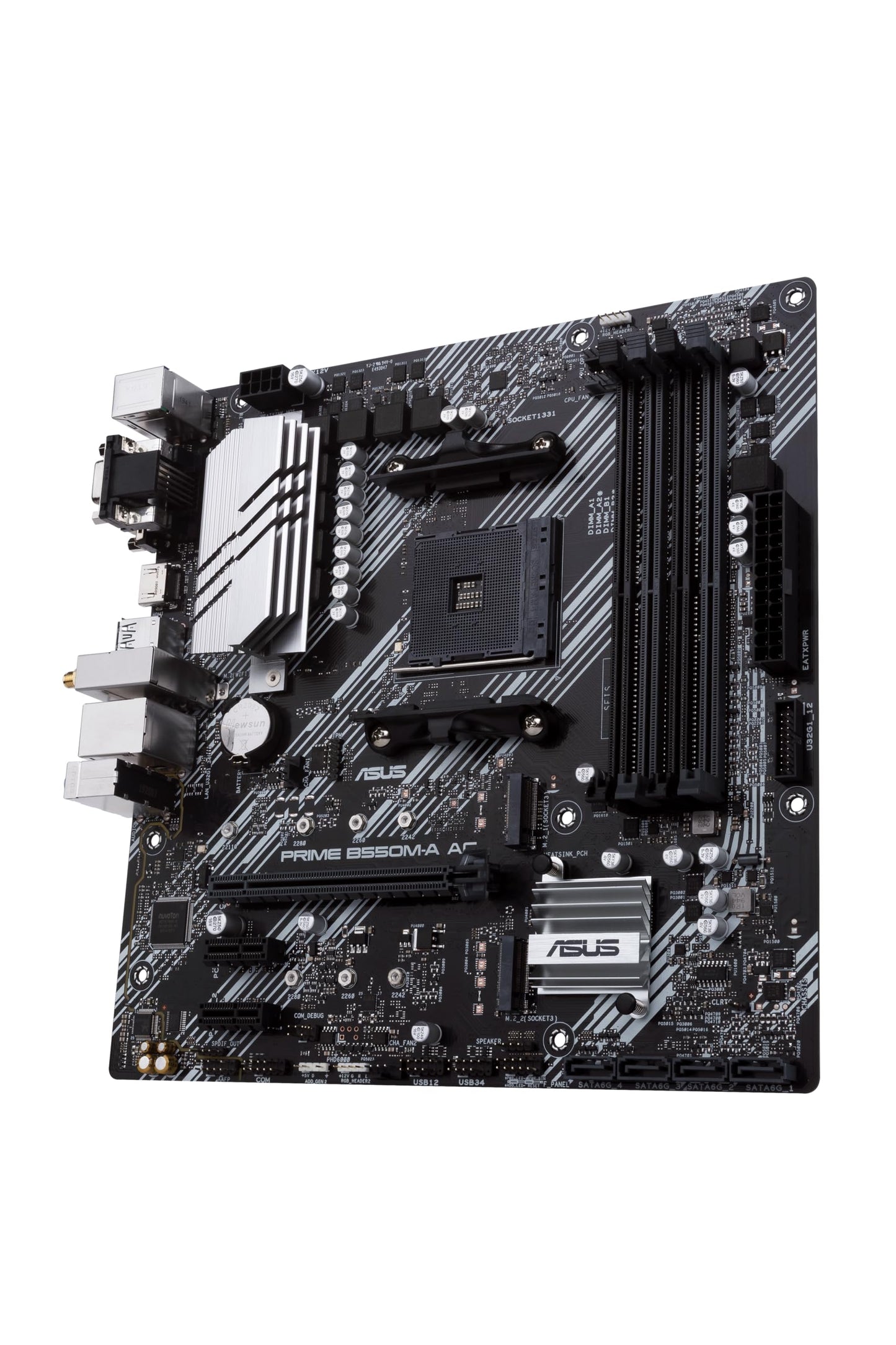 ASUS Prime B550M-A AC AMD AM4 (3rd Gen Ryzen) Micro ATX Motherboard (PCIe 4.0, WiFi, ECC Memory, 1Gb LAN, HDMI 2.1/D-Sub, 4K@60HZ, Addressable Gen 2 RGB Header and Aura Sync)