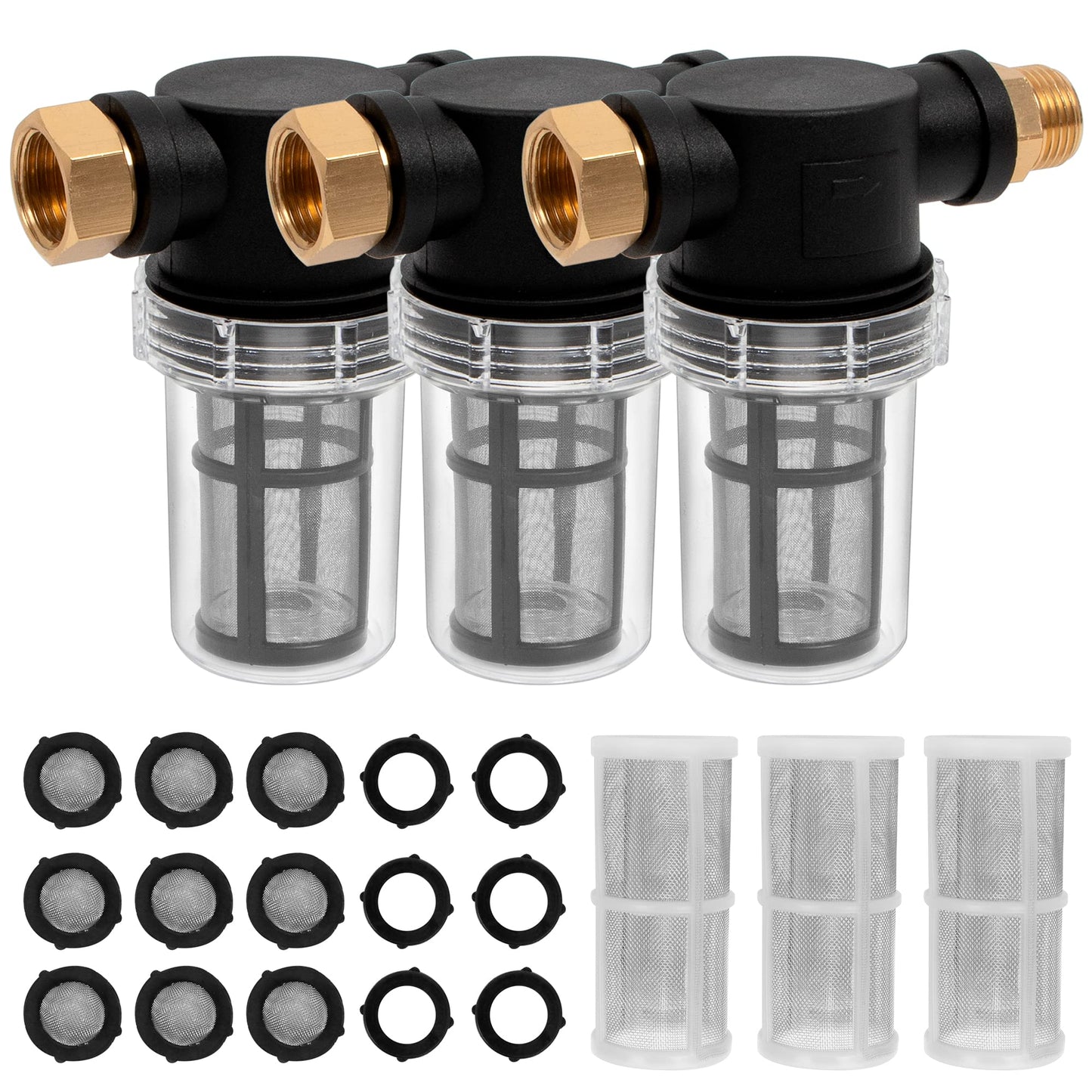 BEETRO Garden Hose Filter for Pressure Washer Inlet Water, Sediment Filter Attachment, with 100 Mesh and 40 Mesh Screen, 3 Sets