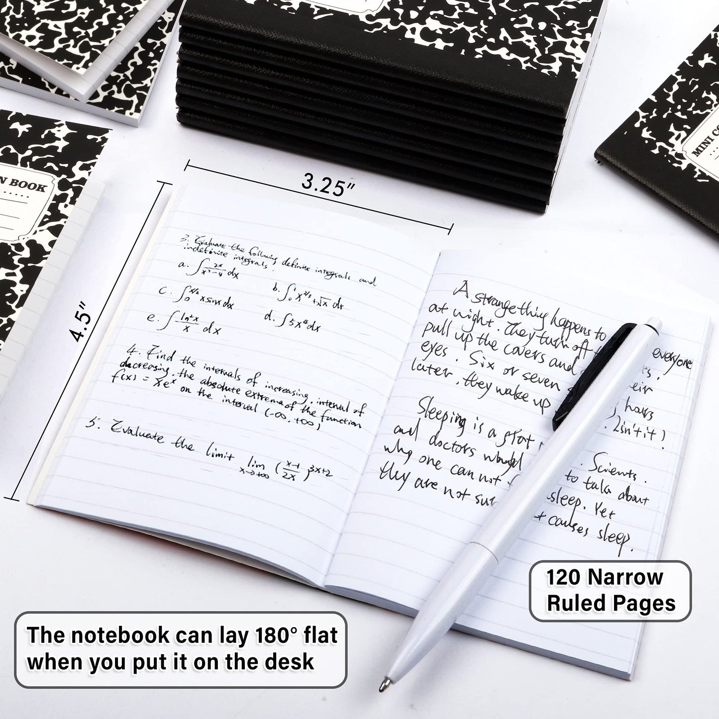 feela Mini Composition Notebook, Cute 30 Pack Black Narrow Ruled Mini Composition Books Bulk, Small Pocket Marble Journal Notebooks for Kids Students College Office, Pocket Size 4.5 x 3.25 in