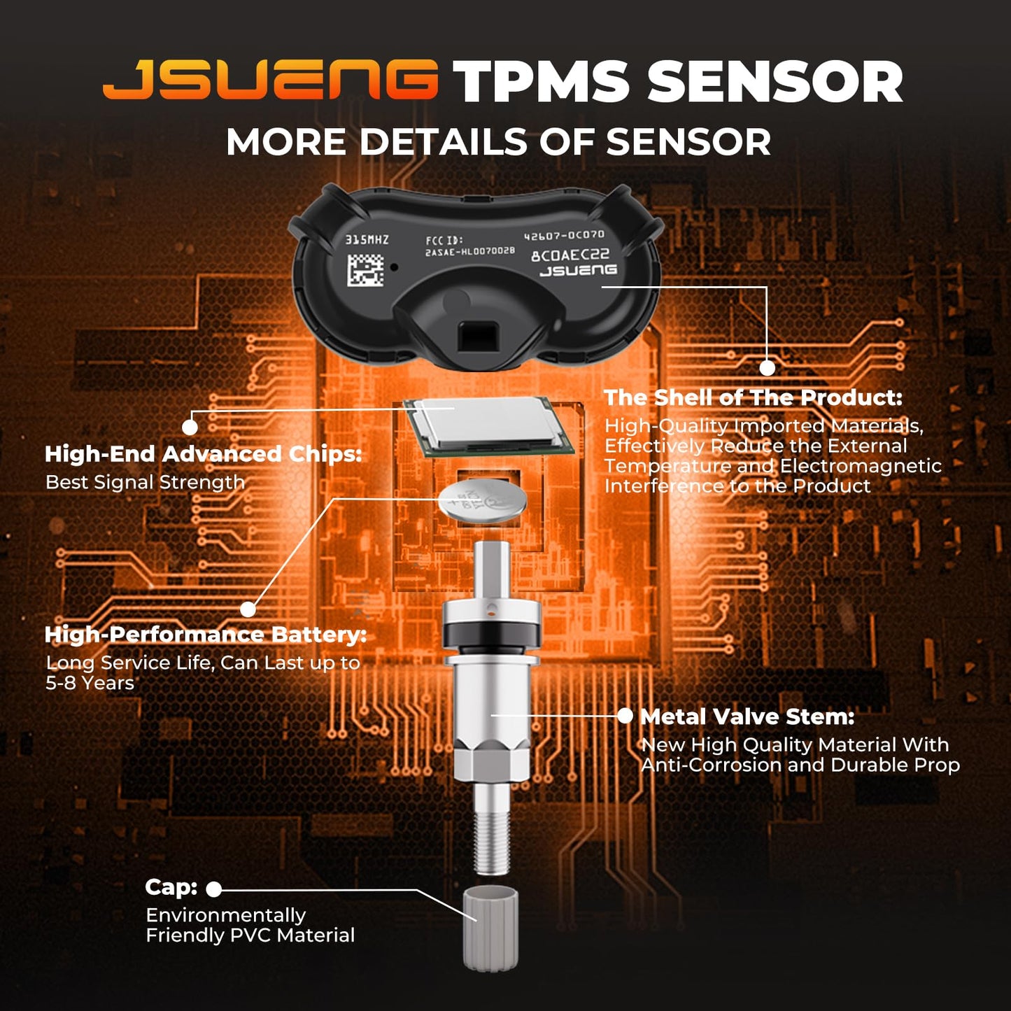 426070C060 TPMS Sensor fit for 08-17 Toyota Sequoia, 06-20 Toyota Sienna, 06-17 Toyota Tundra, Tire Pressure Monitoring System Sensor Replaces 4260708010 426070C050 426070C080 315Mhz 4-Pack