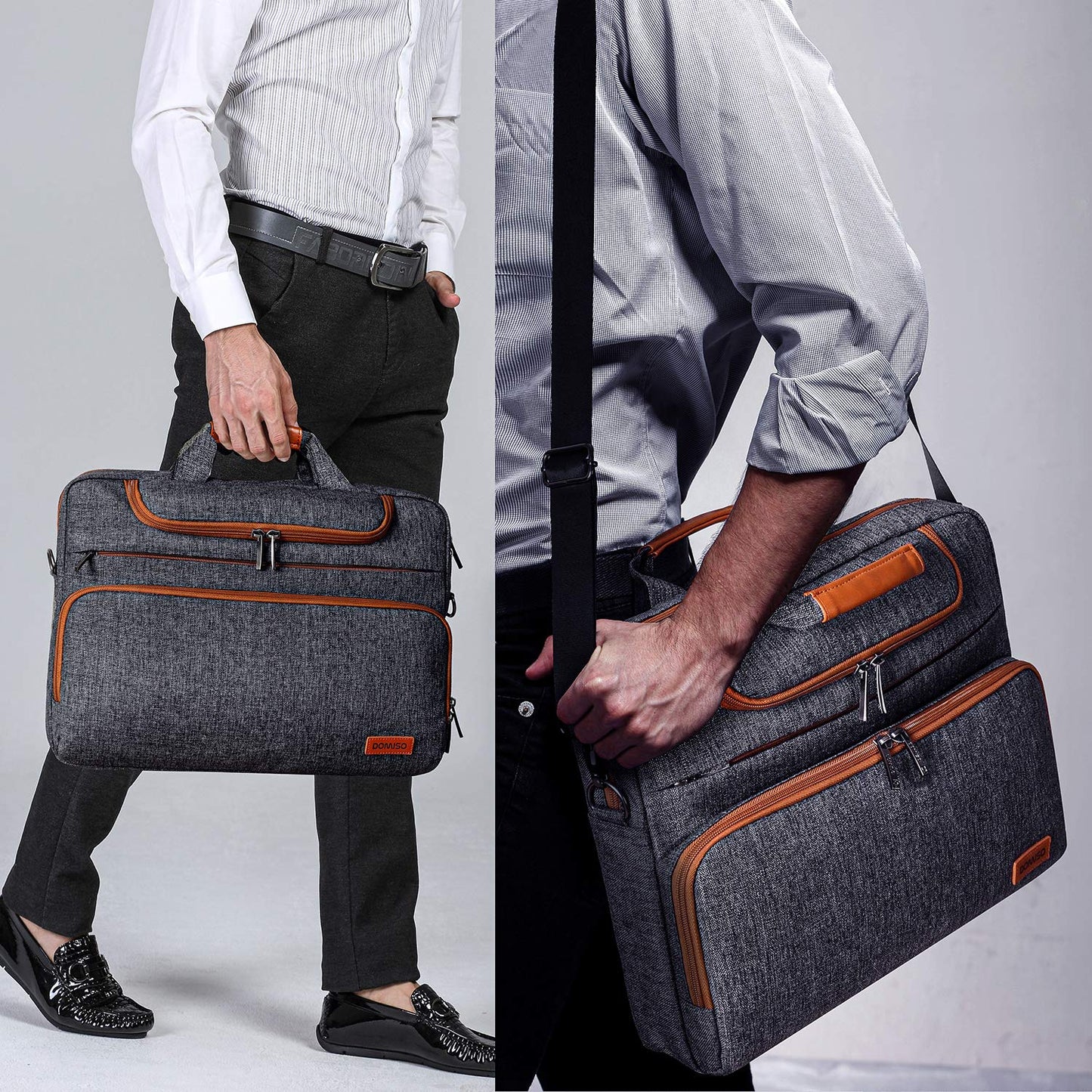DOMISO Laptop Bag 17 17.3 18 inch for Men, Waterproof Laptop Sleeve Business Briefcase Messenger Shoulder Bag for Lenovo/Dell/Acer/HP/MSI/ASUS, Dark Grey
