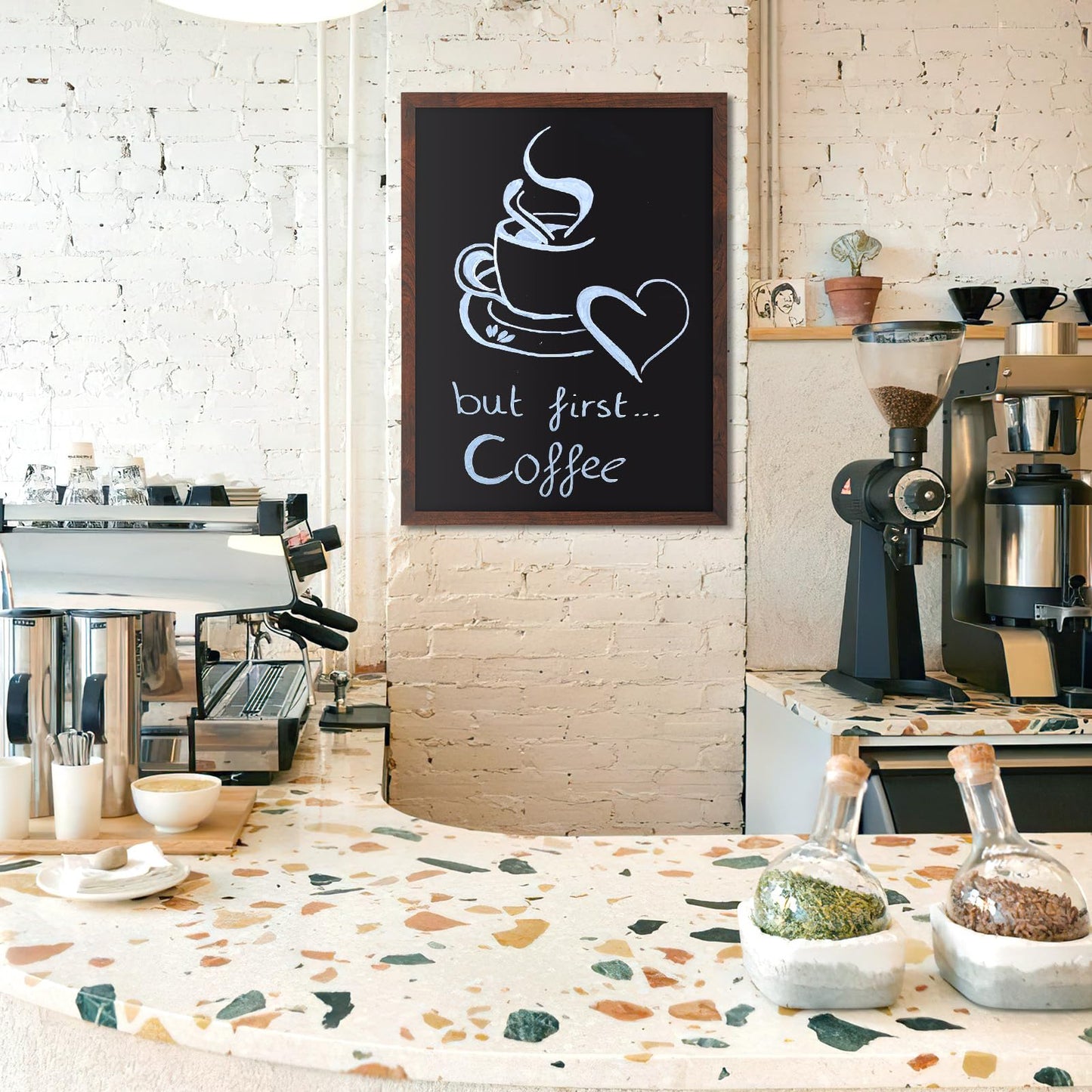AMUSIGHT Chalk Board 36" x 24" Magnetic Chalkboard for Wall, Rustic Brown Framed Blackboard, Hanging Black Chalkboards for Home Décor, Restaurant & Café Menus, 4 Markers 8 Magnets