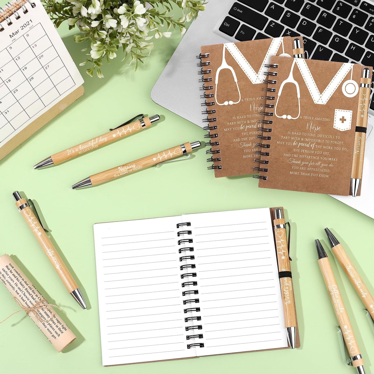 10 Sets Nurse Appreciation Gifts Bulk Thank You Gift Inspirational Spiral Notebook Motivational Ballpoint Pens Nurses Week Gifts for Doctor Medical Nursing Graduation Gift Teacher Coworker Colleagues