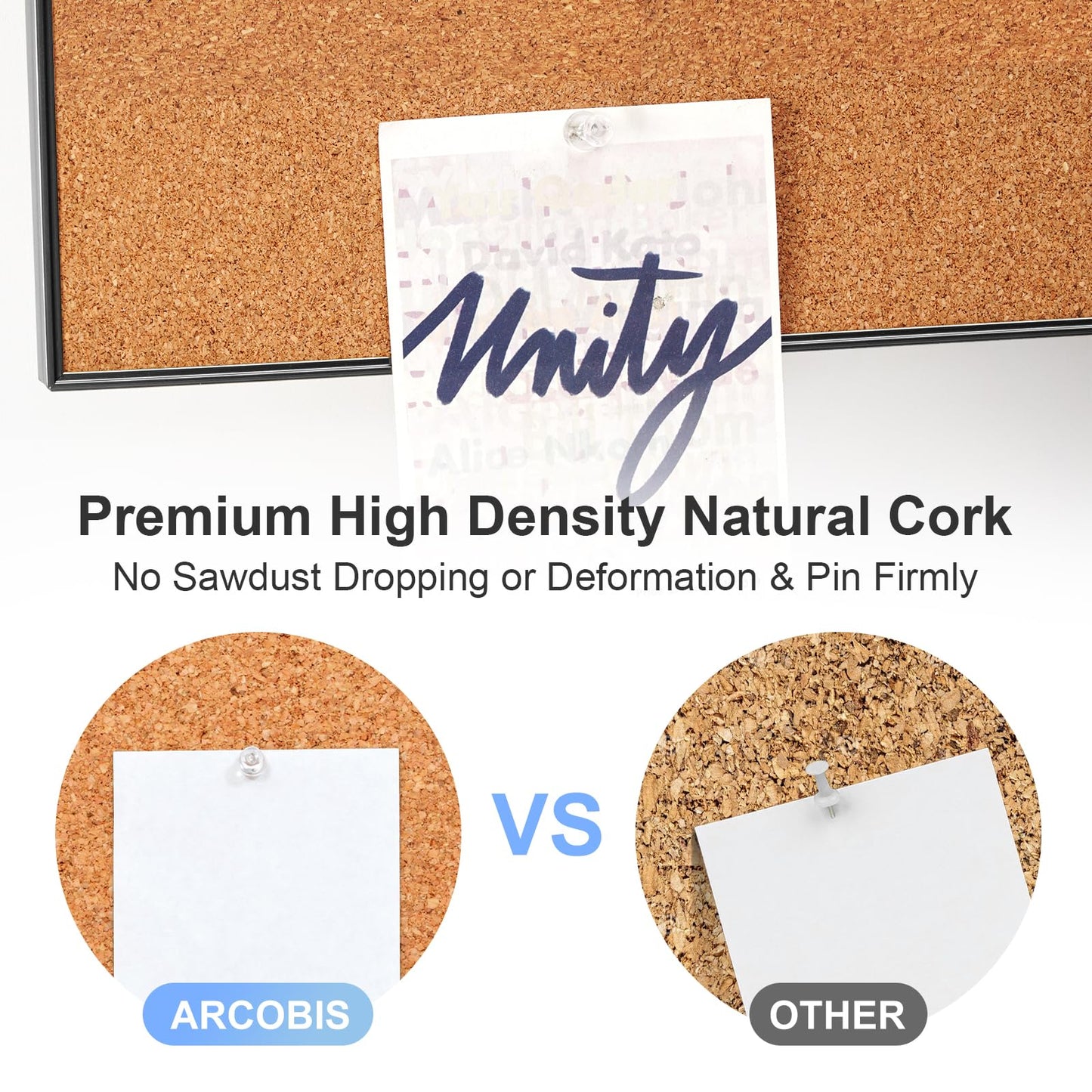 Dry Erase Cork Board Combo, ARCOBIS 24"X18" Bulletin White Board for Wall, Magnetic Corkboard, Vision Whiteboard for Office,Home,School Black Frame