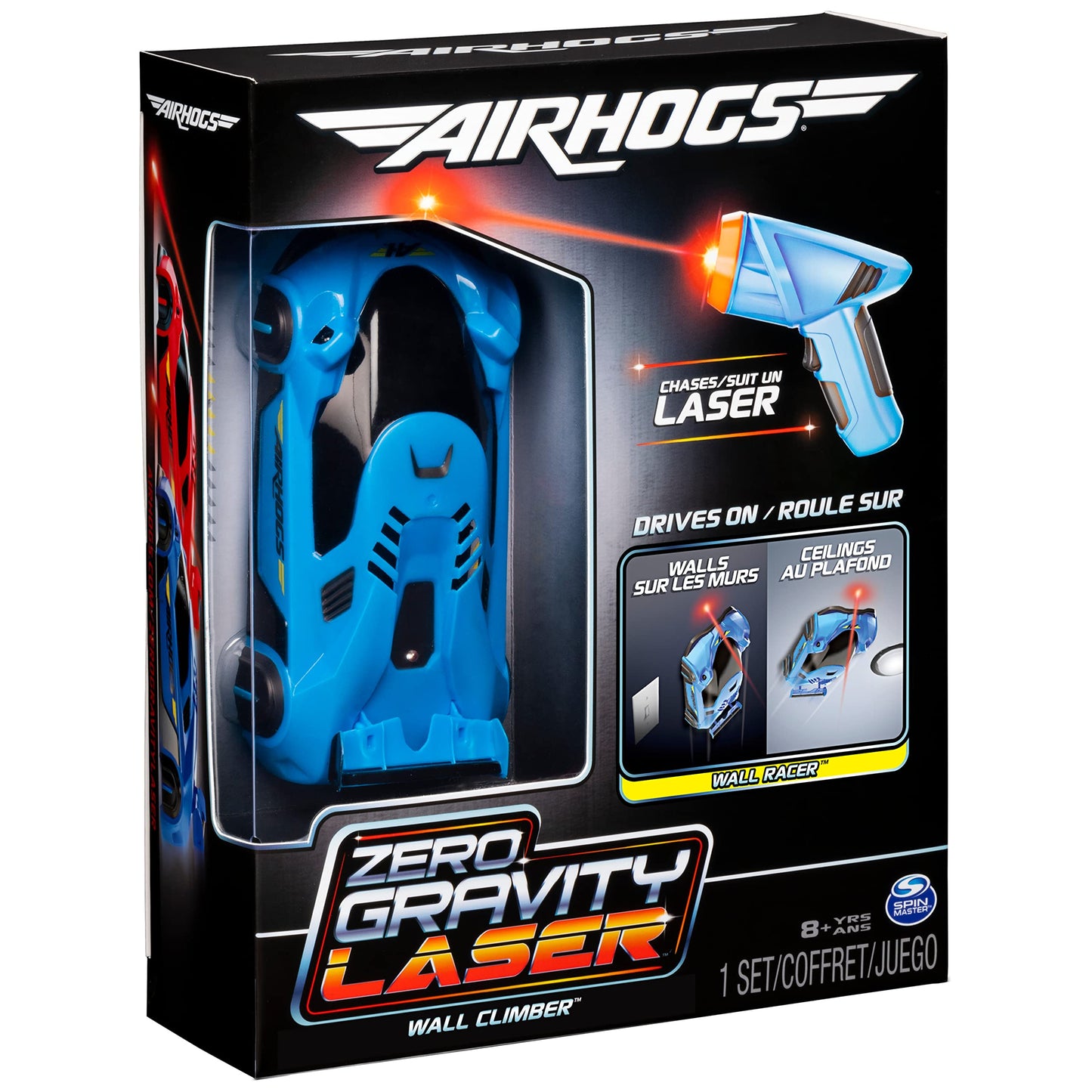 Air Hogs, Zero Gravity Light, Light-Guided Wall Racer, Wall Climbing Race Car, Blue