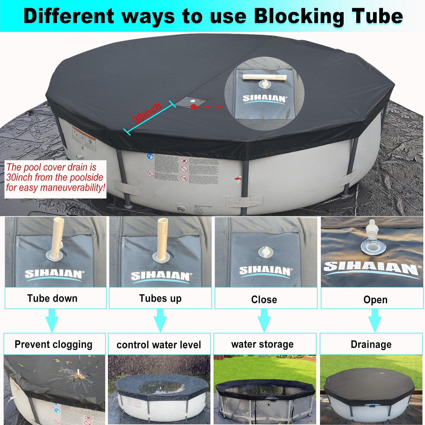 SIHAIAN 8 Ft Trampoline Cover 420D Trampoline Winter Cover One-Click Installation and disassembly Trampoline Protective Cover Anti-UV, Snow, Dust-Proof Trampoline Weather Cover