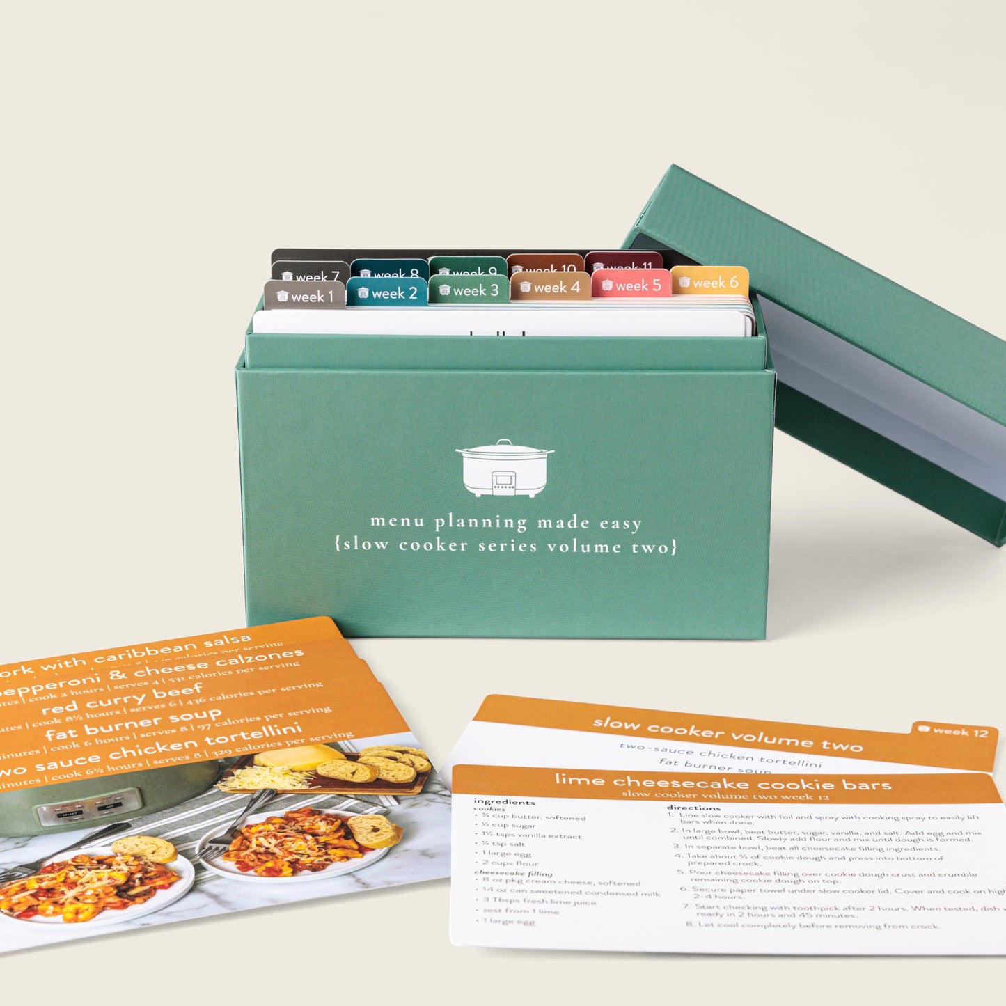 Meal Planner with 72 Photo Recipe Cards (Slow Cooker Vol 2) - Weekly Menu Planner | Recipe Box | 12 Reusable Grocery Lists | 5 Blank Cards | Card Protectors | Easy Recipe Ideas with Pictures