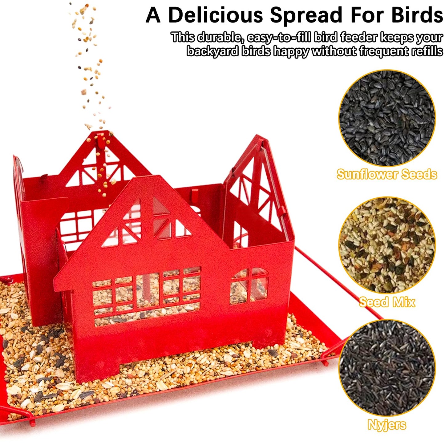 Solar Bird Feeders for Outdoors Hanging, Heavy-Duty Metal Birdfeeders Outside Hanging, Wild Bird Feeders for Garden Decor, Unique Watching Gifts for Bird Lovers, Mom and Grandma