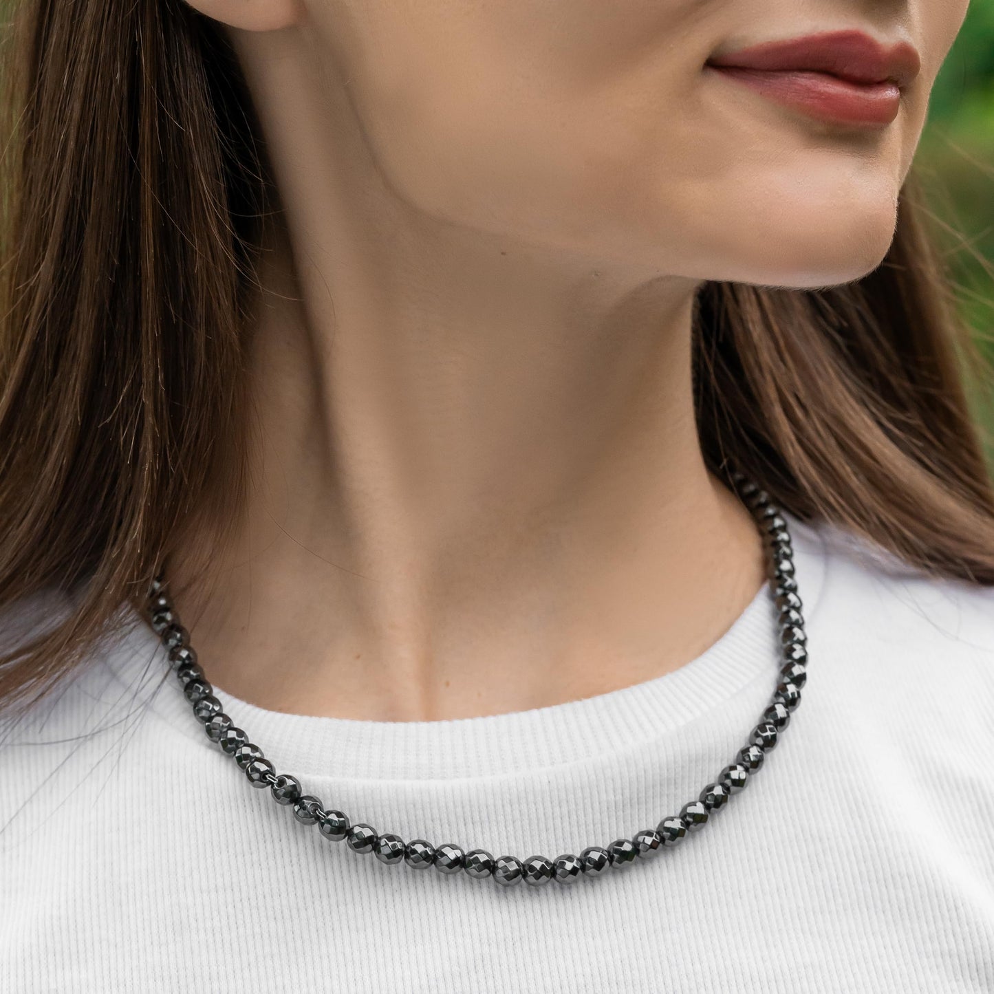 MagnetRX® Magnetic Hematite Necklace – Ultra Strength Hematite Stones – Unisex Beaded Hematite Necklace for Women and Men (Faceted Beads, 18 INCHES)