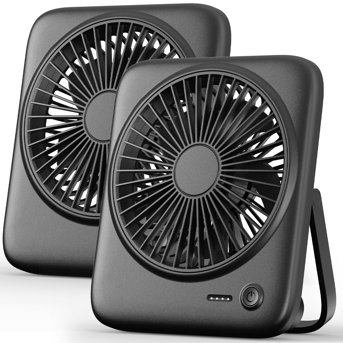 Otlonpe Personal Portable Desk Fan 2 Pack, 4000mAh Small Rechargeable Portable Fan Battery Operated & USB Powered for Travel Sleeping Bedroom Office Home Table, Cordless, Quiet, 4-Speed 6.5 Inch