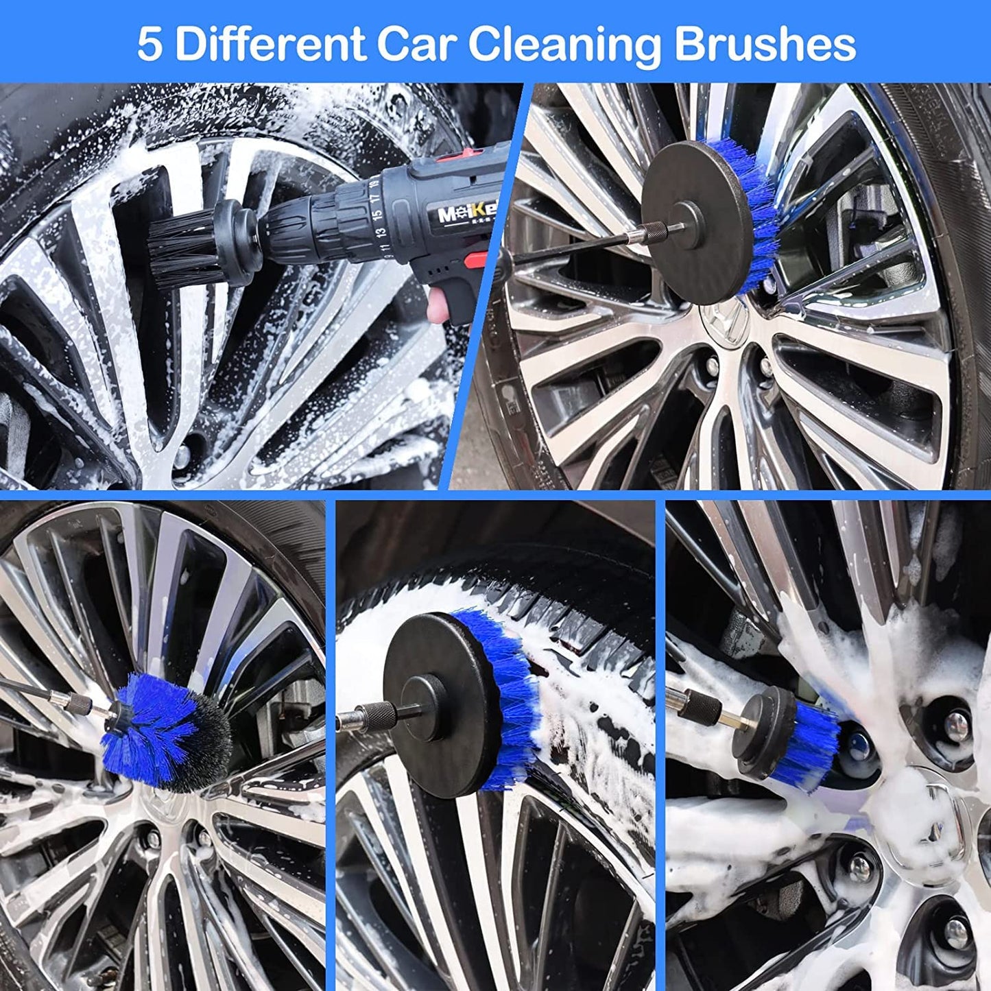 27 Pack Car Detailing Brush Set, Detailing Kit, Wheel Tire Cleaning Brush Set, Car Wash Kit, Cleaning Tools for Wheels, Interior, Exterior, Leather, Air Vents, Motorcycle