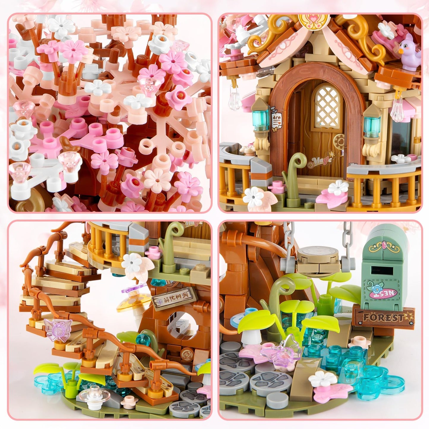 Vziimo Cherry Blossom Bonsai Tree Building Sets, Japanese Tree House Model Sets for Adults, 1149 PCS Mini Bricks Creative Gifts for Adult Teens 14+