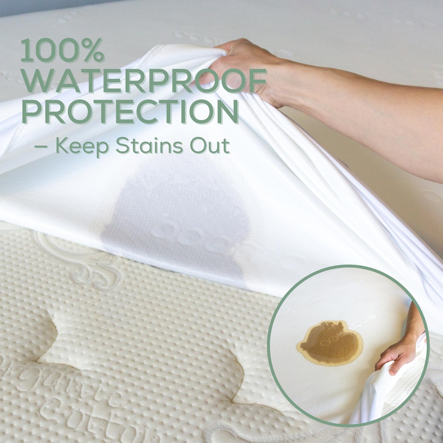 Ultra Soft Bamboo Crib Mattress Protector, Waterproof Baby Crib Sheet, 52x28x9, Long Skirt, Hypoallergenic, Crib Mattress Cover, o1baby, o1brand (2 Pack)