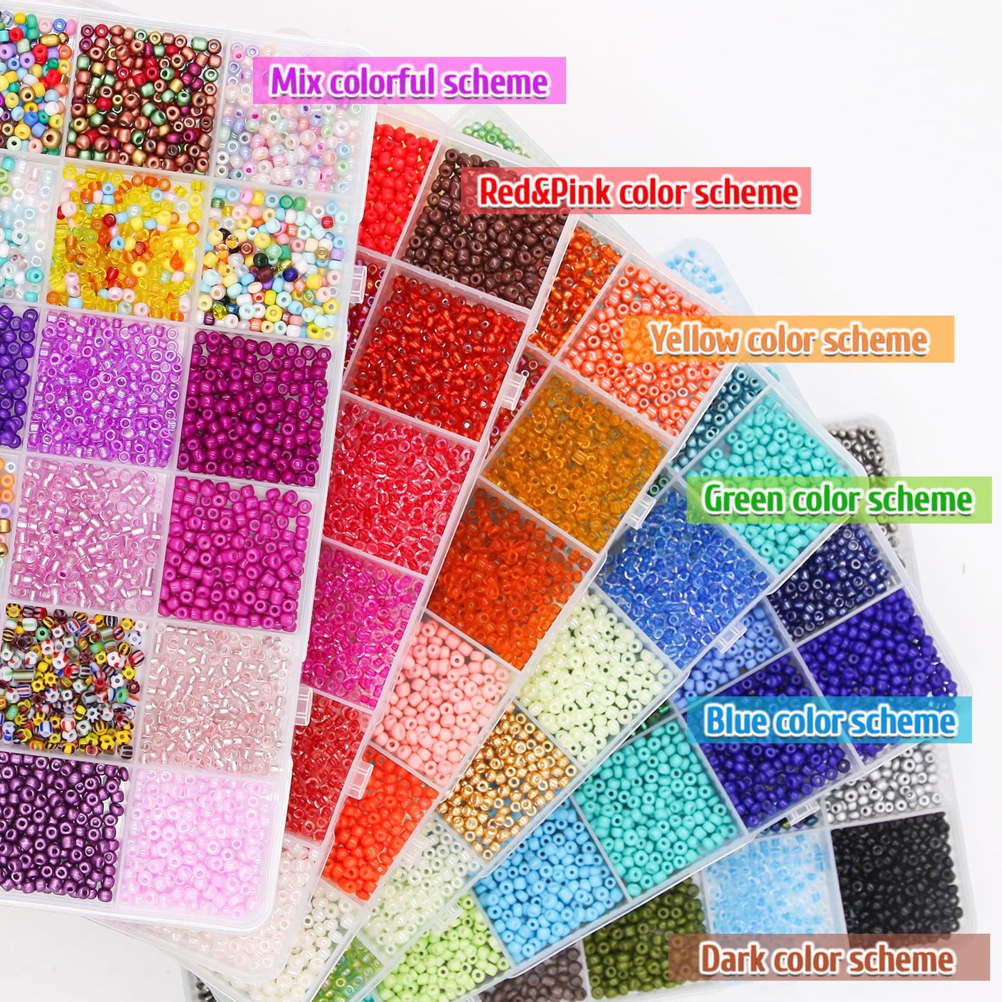 EuTengHao 3mm Glass Seed Beads for Bracelet Making Kit, 8/0 Small Craft Beads for Bracelet Necklaces Crafting Jewelry Making Supplies (36000Pcs,144 Colors)