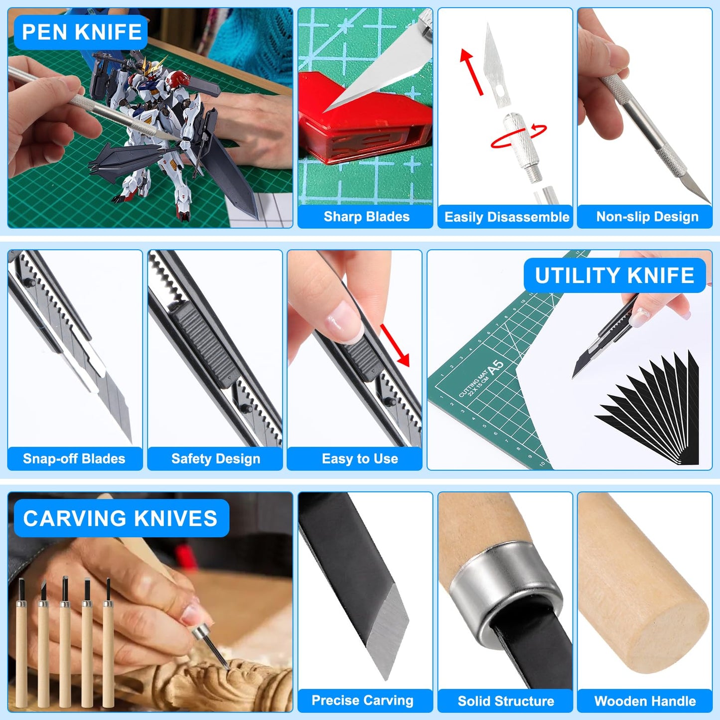 85Pcs Modeler Basic Tools Craft Set, Gundam Modeler Tool Set, Professional Hobby Model Tool Kit, Hobby Building Tools Kit with Tool Case Perfect for Gundam Car Model Building Repairing and Fixing