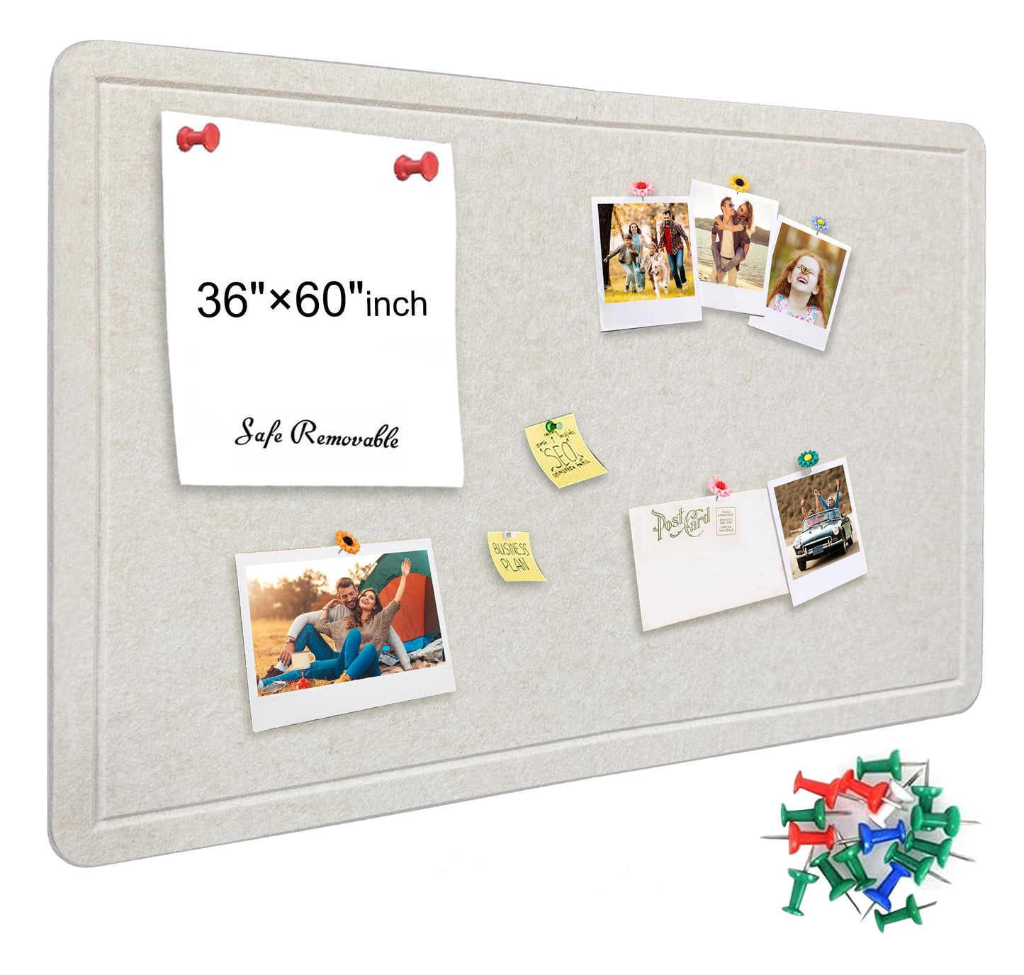 Yunihome Large Bulletin Board - Foldable 36x60 Inches Cork Board Alternative with 20 Push Pins, 5' x 3' Self-Adhesive Felt Bulletin Board for Wall, Home Office Classroom Decor