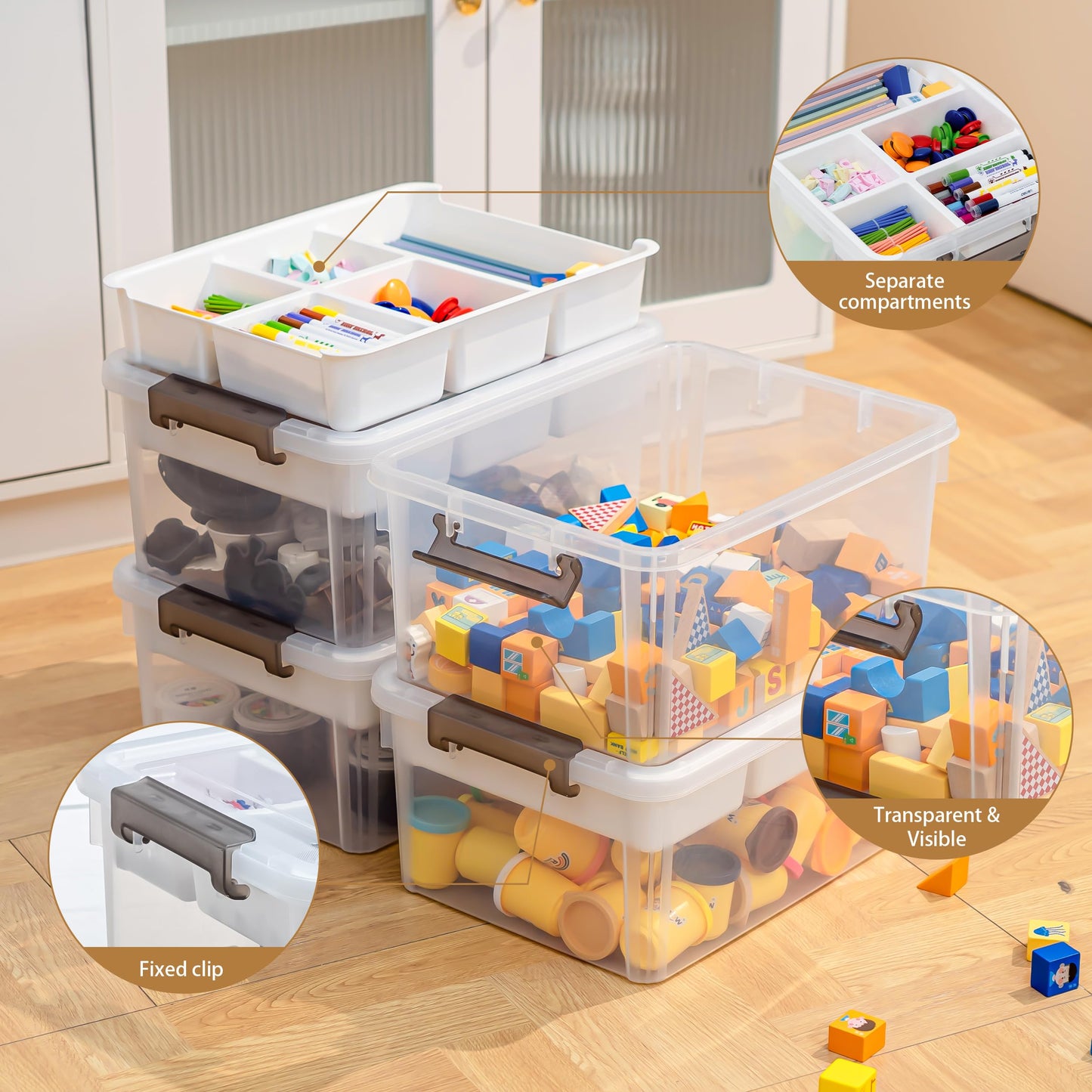 Citylife 17QT Plastic Storage Box with Removable Tray Craft Organizers and Storage Clear Storage Container for Organizing Bead, Tool, Sewing 2 Packs