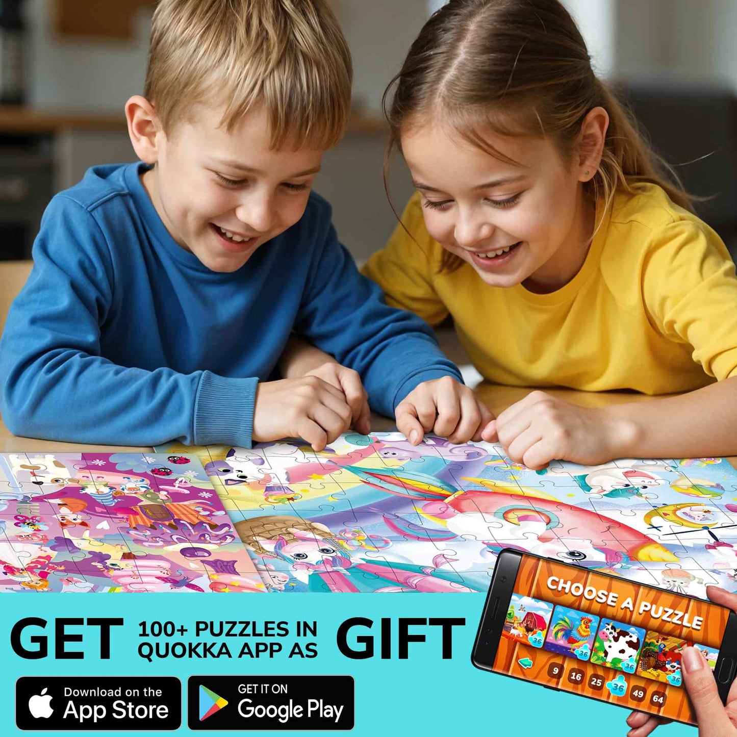 QUOKKA Puzzles for Kids Ages 3-5 - Original - 60 Piece Puzzles for Kids Ages 4-8 - Jigsaw Toddler Puzzle Age 3-5 - Unicorn Princess Animals Toys - Children 4-6 yo - Gift Educational Game