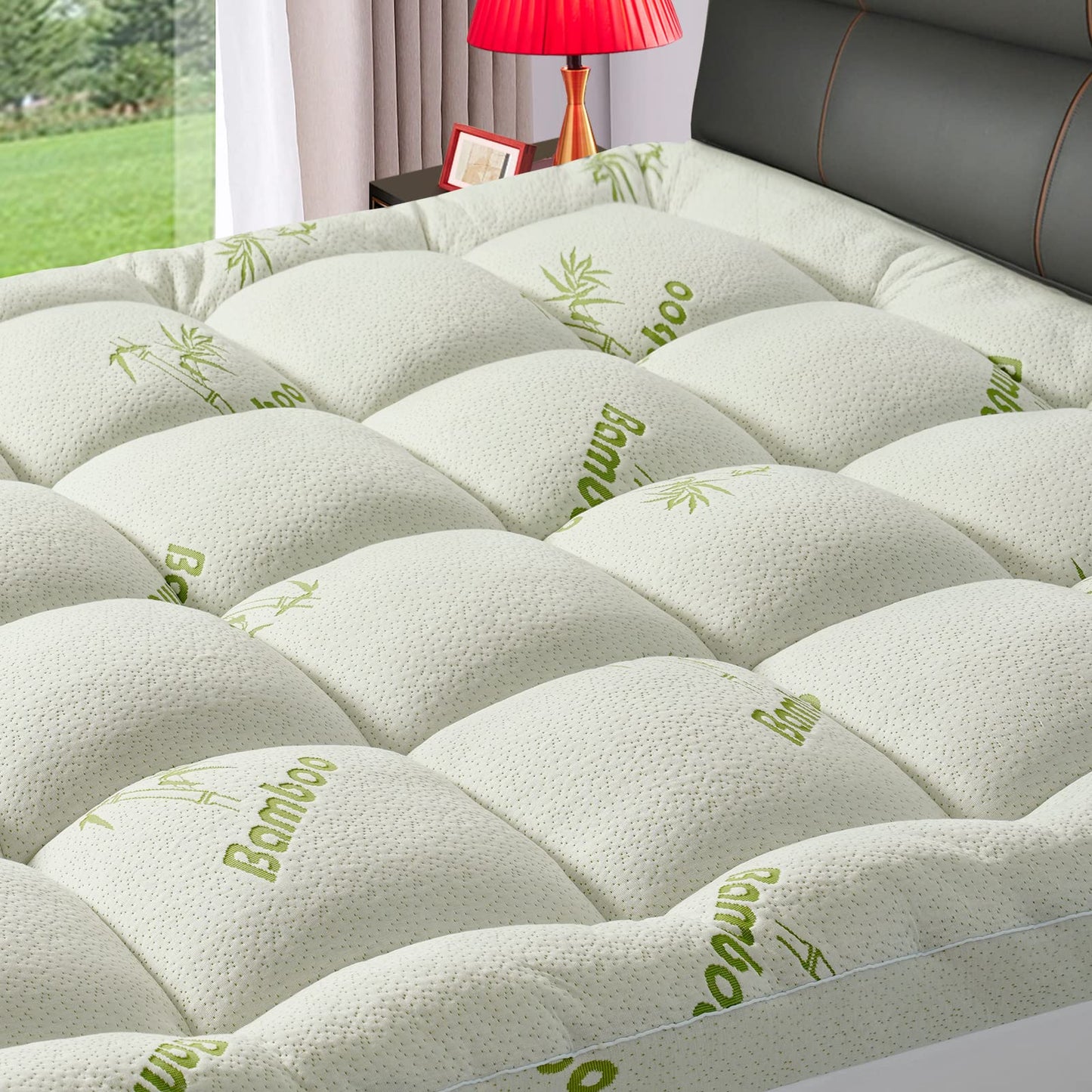 Premium Bamboo Twin Size Mattress Topper for Back Pain, 1200 GSM Quilted Fitted Extra Thick Mattress Pad for Single Bed,Pillow Top Mattress Cover with Deep Pocket Up to 21 Inches（39 * 75inch）