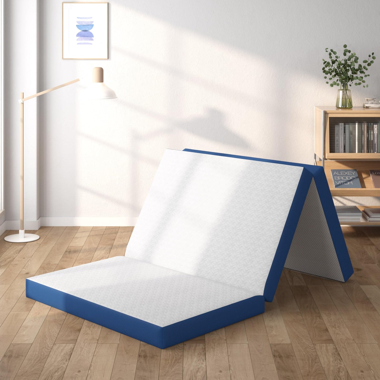 DlandHome Portable Tri-Fold Memory Foam Mattress,Floor Mattress,Foldable Mat,Folding Mat for Travel & Camping & Yoga,Cover Washable (Twin, 3 Inch)