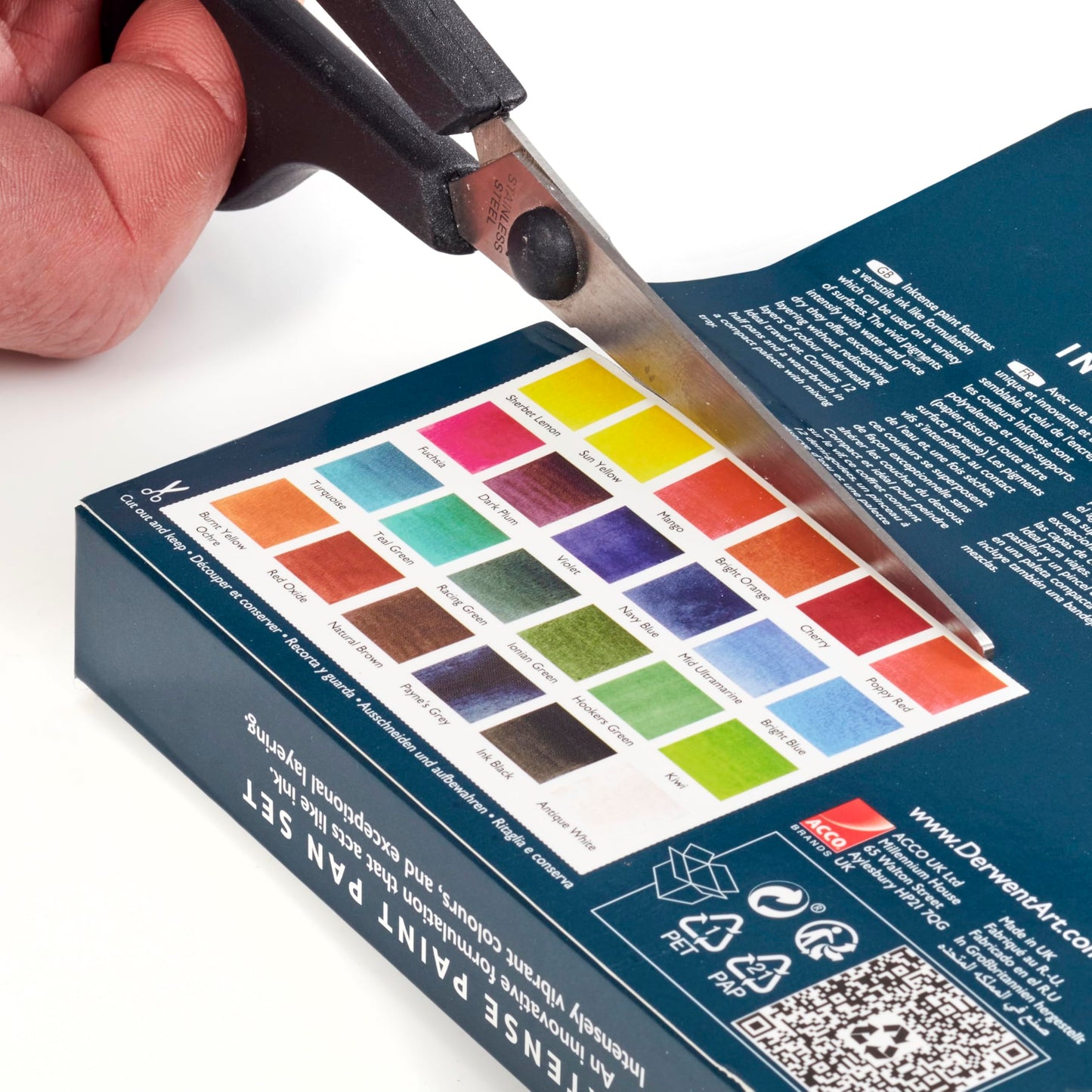 Derwent Inktense Studio Paint Pan Set, Includes Waterbrush, 24 Assorted Colours (2306318)