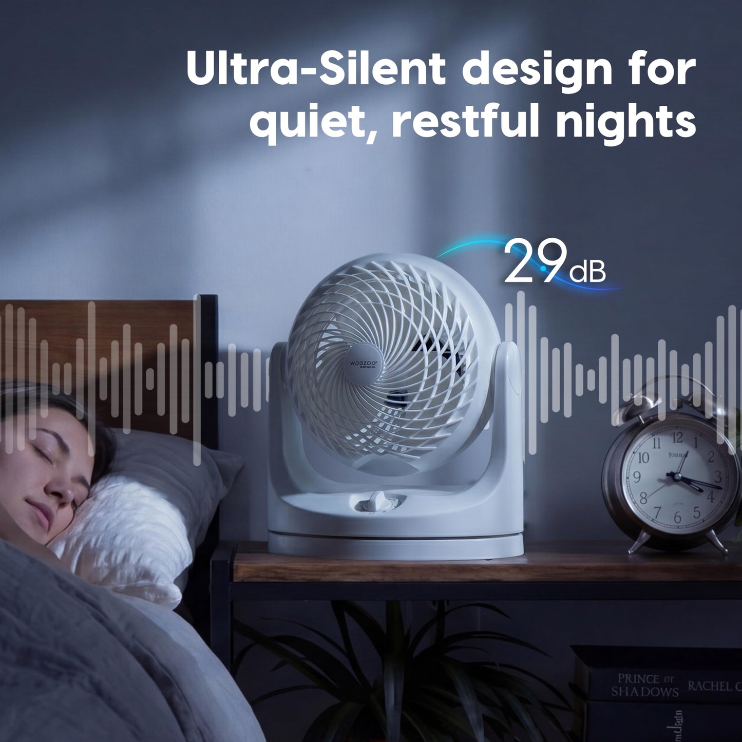 IRIS USA WOOZOO Desk Fan with Remote, Oscillating Table Air Circulator, 3 Speeds, 52ft Max Air Distance, 112° Adjustable Tilt, 30db Low Noise Motor, Small Fan for Bedroom, Office, Dorm, White