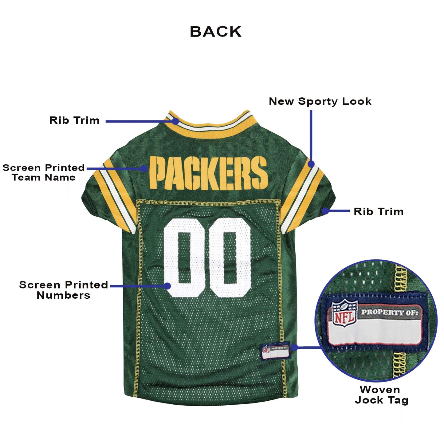NFL Green Bay Packers Dog Jersey, X-Large