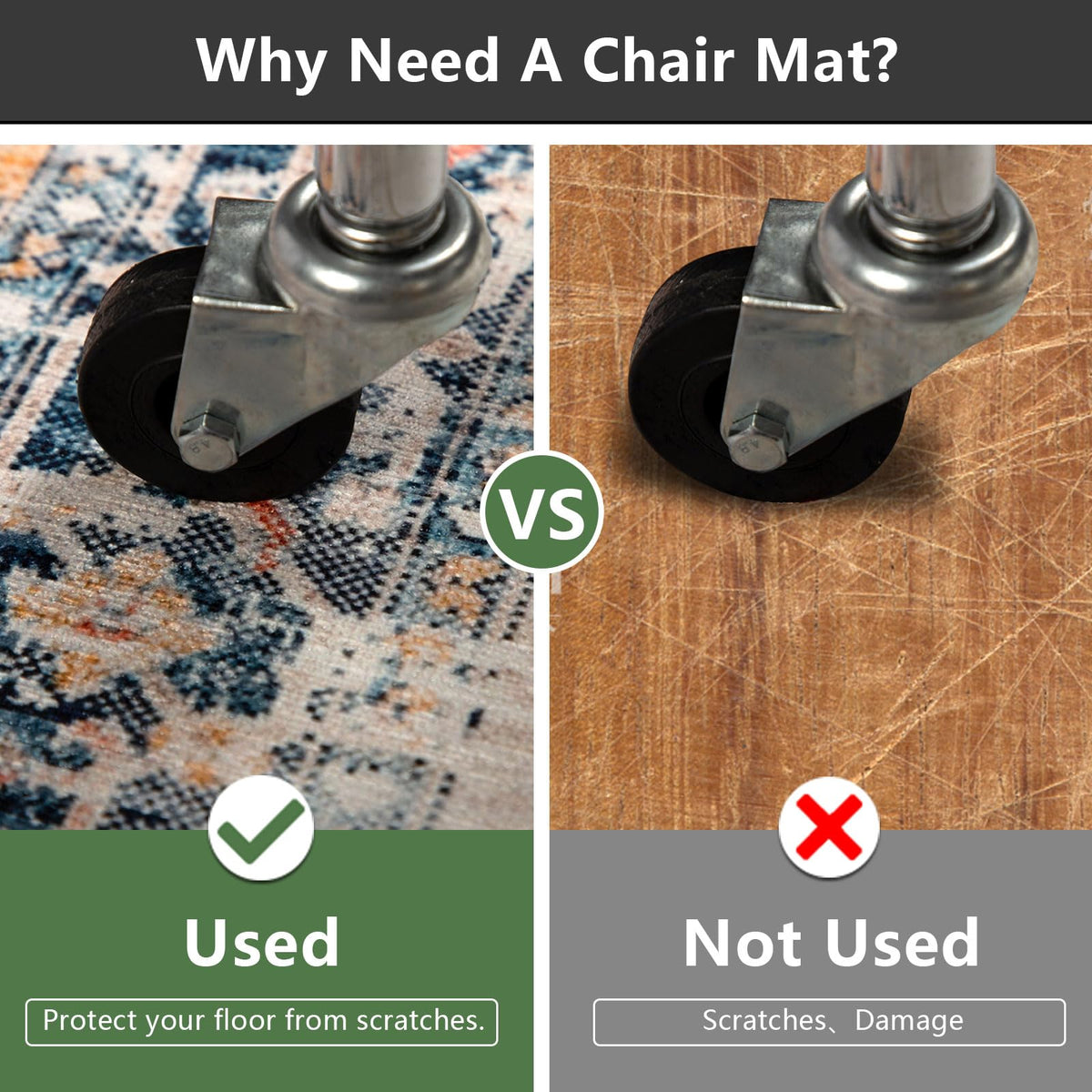 Homcomoda Office Chair Mat for Hardwood Floor 47"x59" Desk Chair Mat for Hardwood Floor Non Slip Desk Rug for Rolling Chair Computer Chair Mat for Carpet Office Home