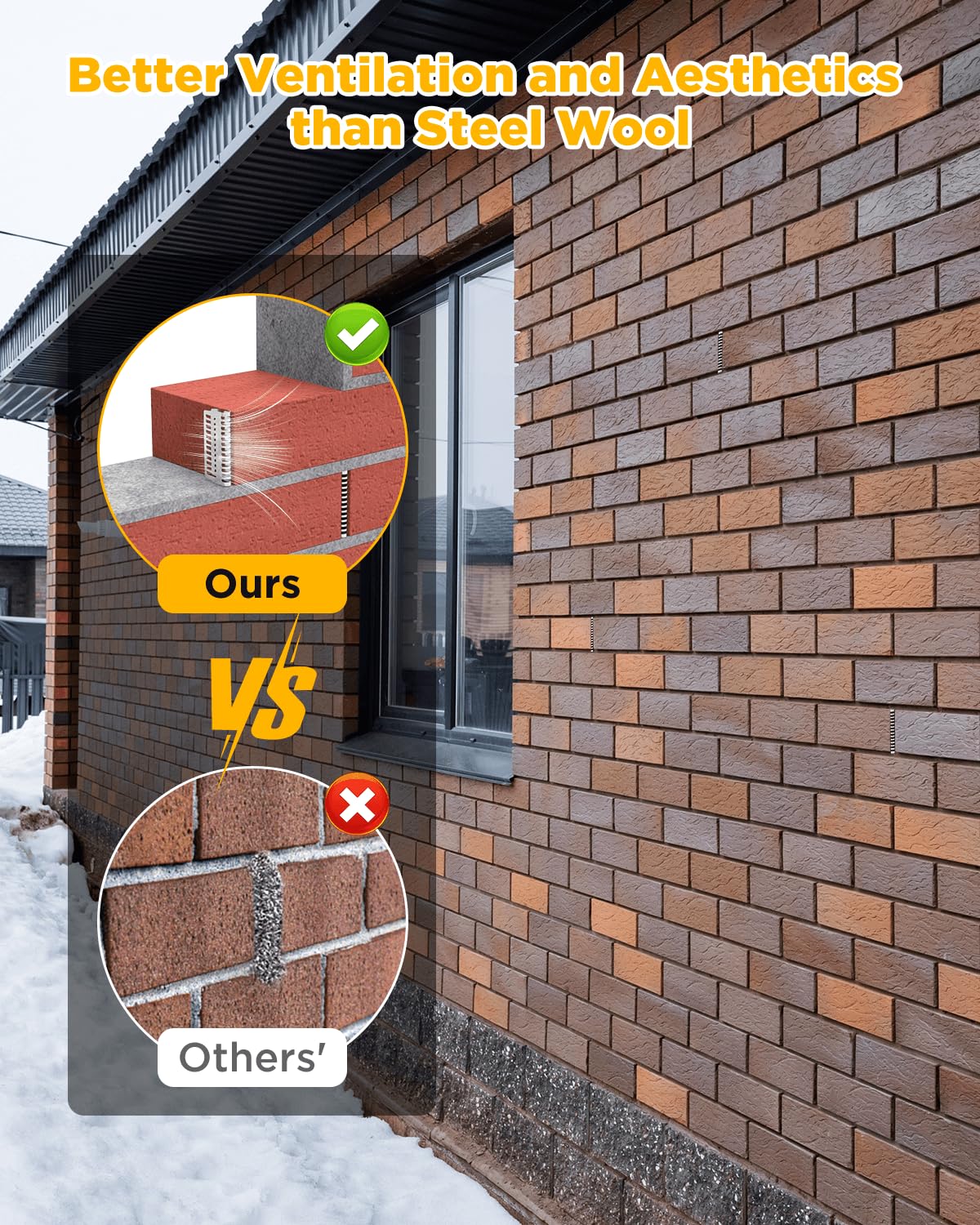 30 Pcs Weep Hole Covers for Brick Walls, Curved Spring Stainless Steel Hole Filler, 2.75" Vent Covers with Arched Design, Block Mice and Insects, Ventilation and Aesthetic Over Steel Wool (30)