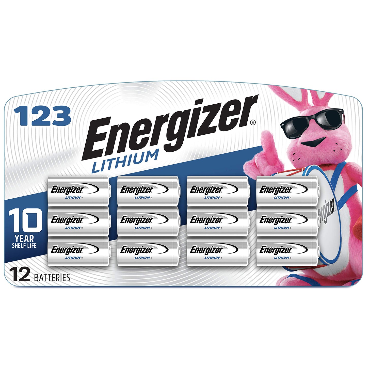 Energizer Photo Battery, Cell Size, 123, 12-Count