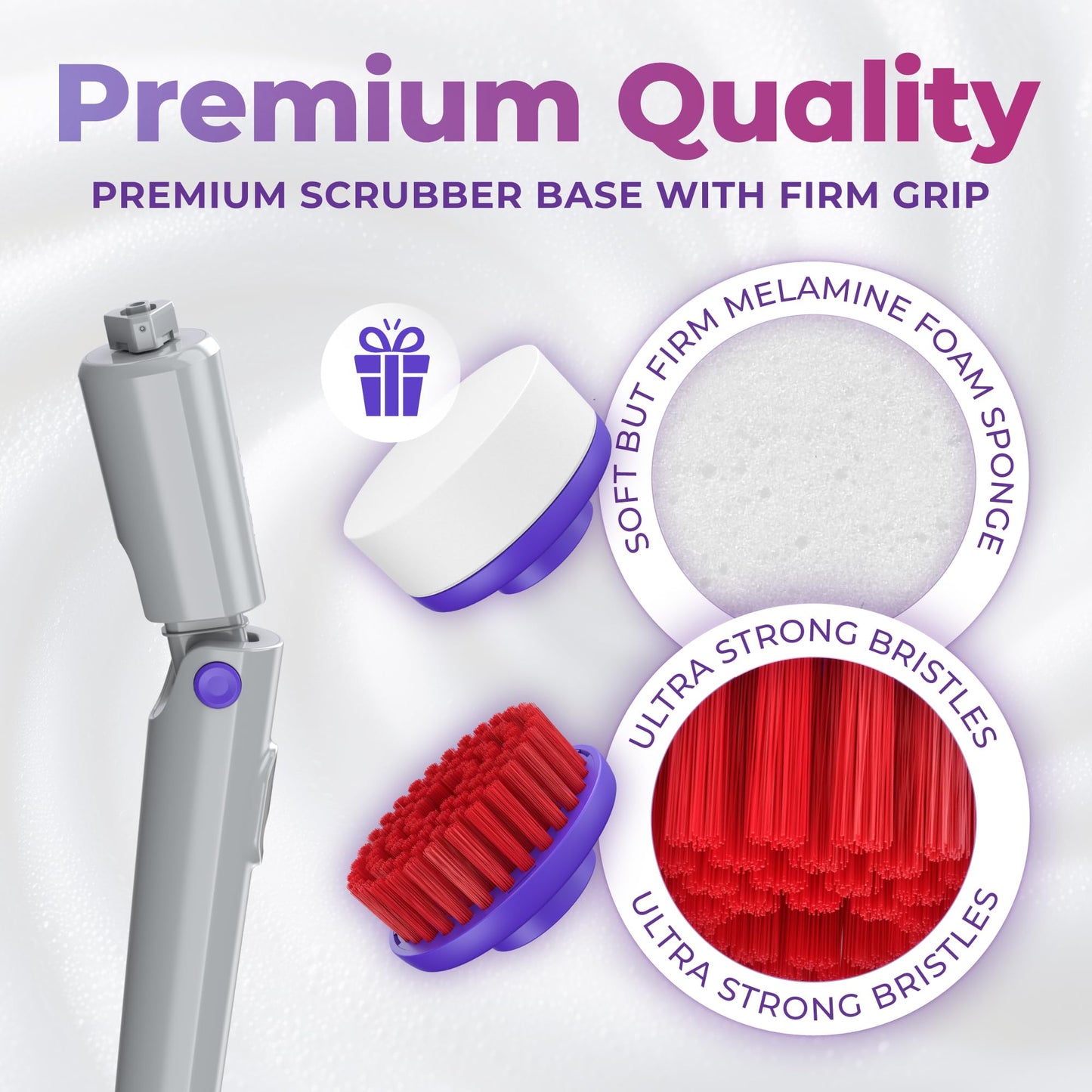 Synoshi PRO Electric Spin Scrubber, Bathroom & Shower Cleaner, Electric Cleaning Brush, Brosse Nettoyage Electrique. Cordless, Waterproof Cleaning Brush, Adjustable Angles, 2 Speed, 180Min Work Time
