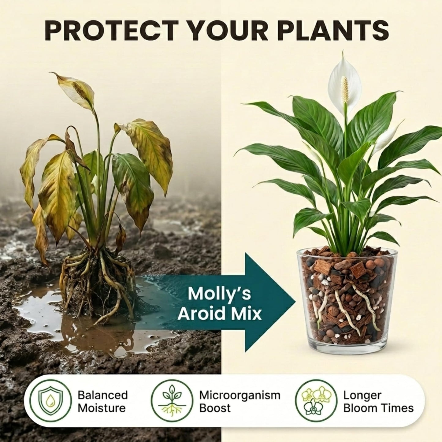 Molly's Aroid Mix - Premium Soilless Potting Mix for Houseplants - Fast Draining Soak Up & Chunky vs. Potting Soil for Indoor Plants - with Bark, Coco Chips, Worm Castings, Mycorrhizae 11 Liters