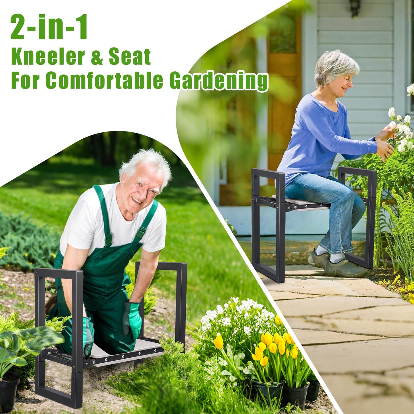 Garden Kneeler and Seat, Folding Heavy Duty Widened Thick Gardening Bench for Kneeling and Seat, Multifunctional Kneeler Bench, Gardening Tools Gifts for Women,Grandparents,Relieve Knee Back Pain