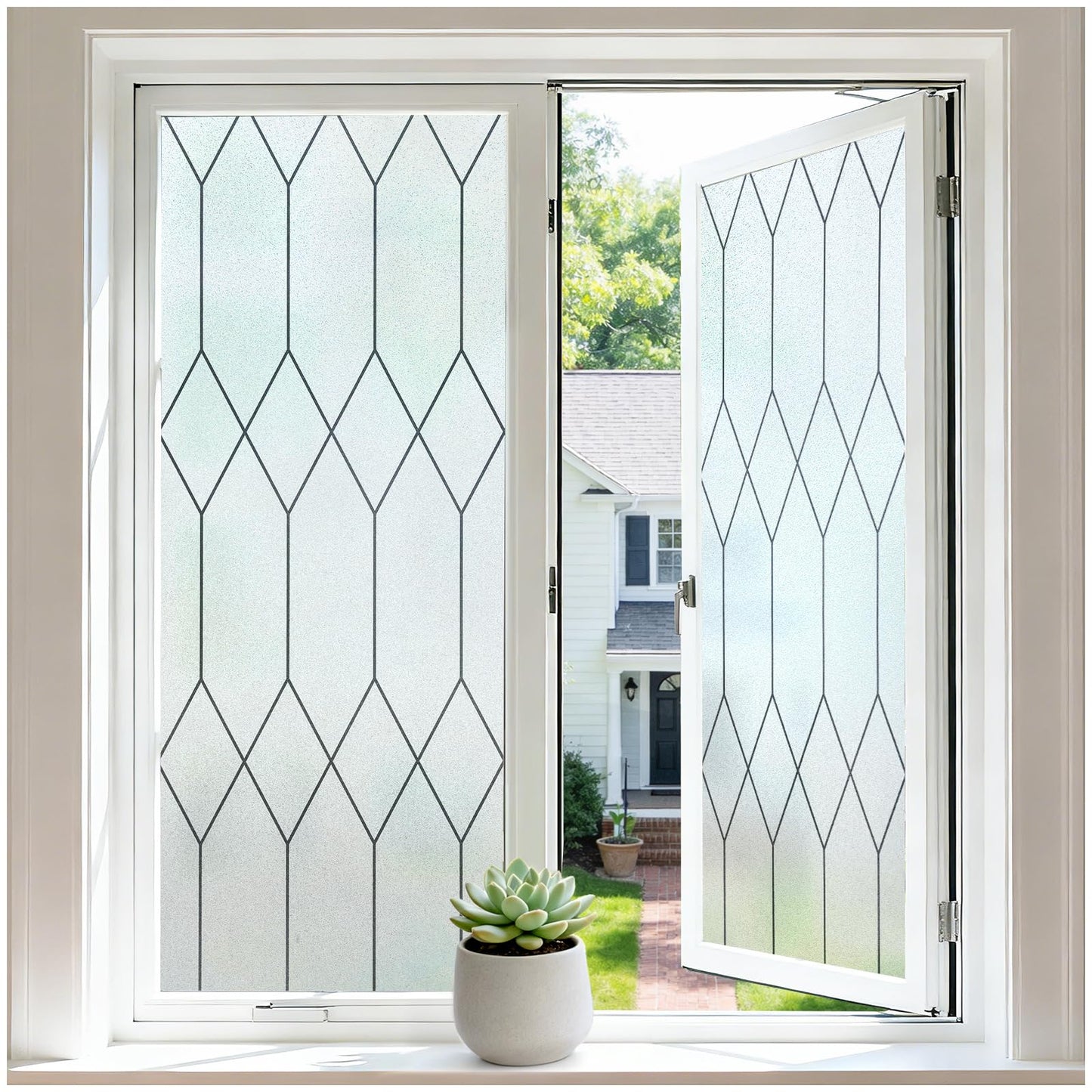 rabbitgoo Window Films for Privacy, Static Cling Frosted Glass Stickers, Non-Adhesive Removable Decorative Window Coverings, Anti-UV Heat Control for Bathroom Home Office Glass Door, 60x200cm