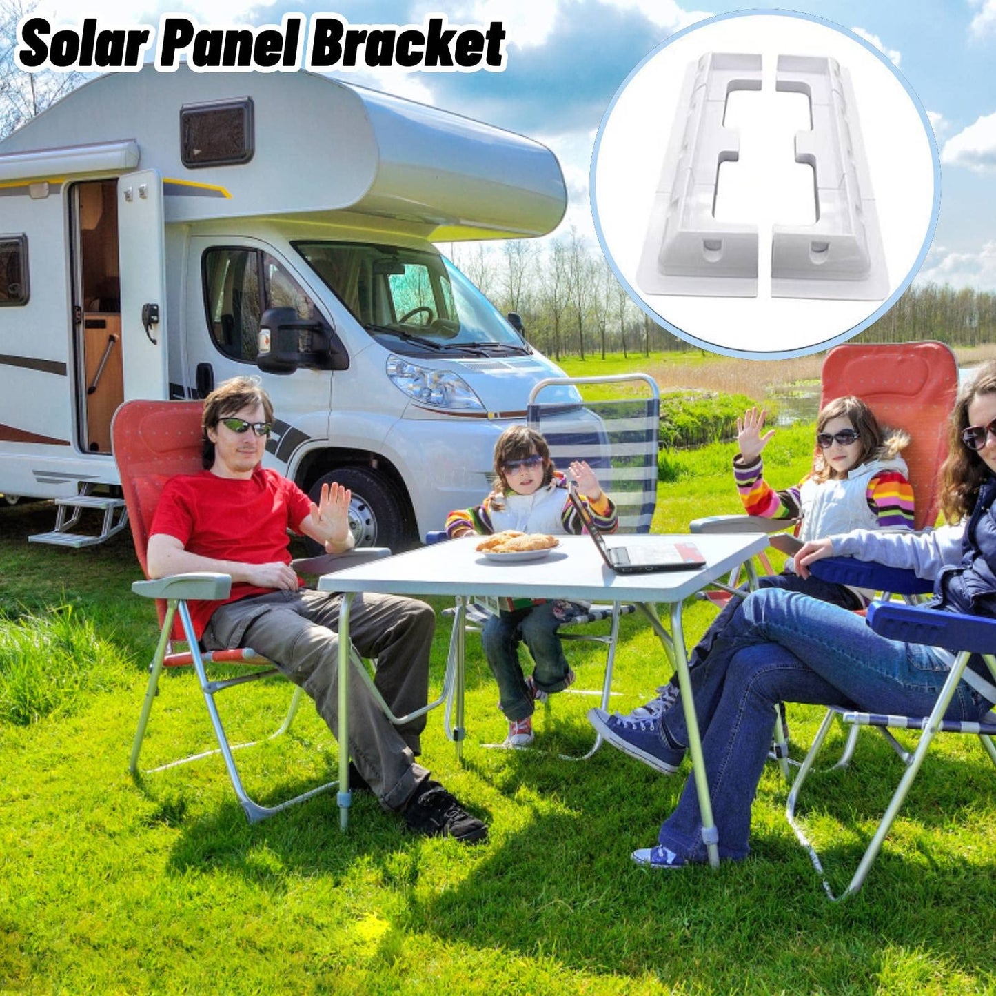 QeeHeng 7PCS ABS Solar Panel Mounting Brackets Kit,Waterproof Solar Double Cable Entry Gland Box, Bracket Solar Panel Roof Drill-Free Mount for RV, Boats,Vehicles,Camper Vans,Sheds (White)