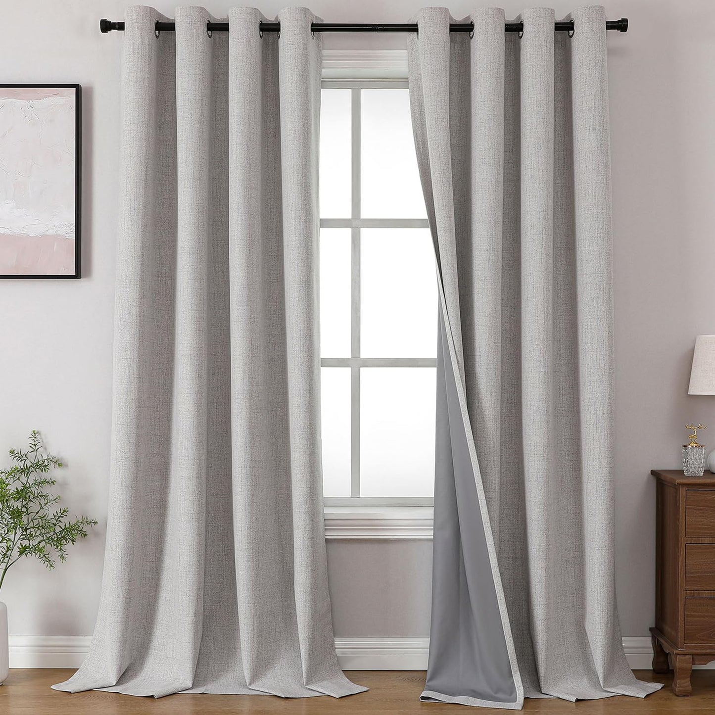 Joydeco Blackout Curtains 96 Inches Long Blackout Curtains 2 Panels, Thermal Insulation Noise Reducing Room Darkening Opaque Curtains for Bedroom Living Room Window, Privacy Protection 2 Panels Set