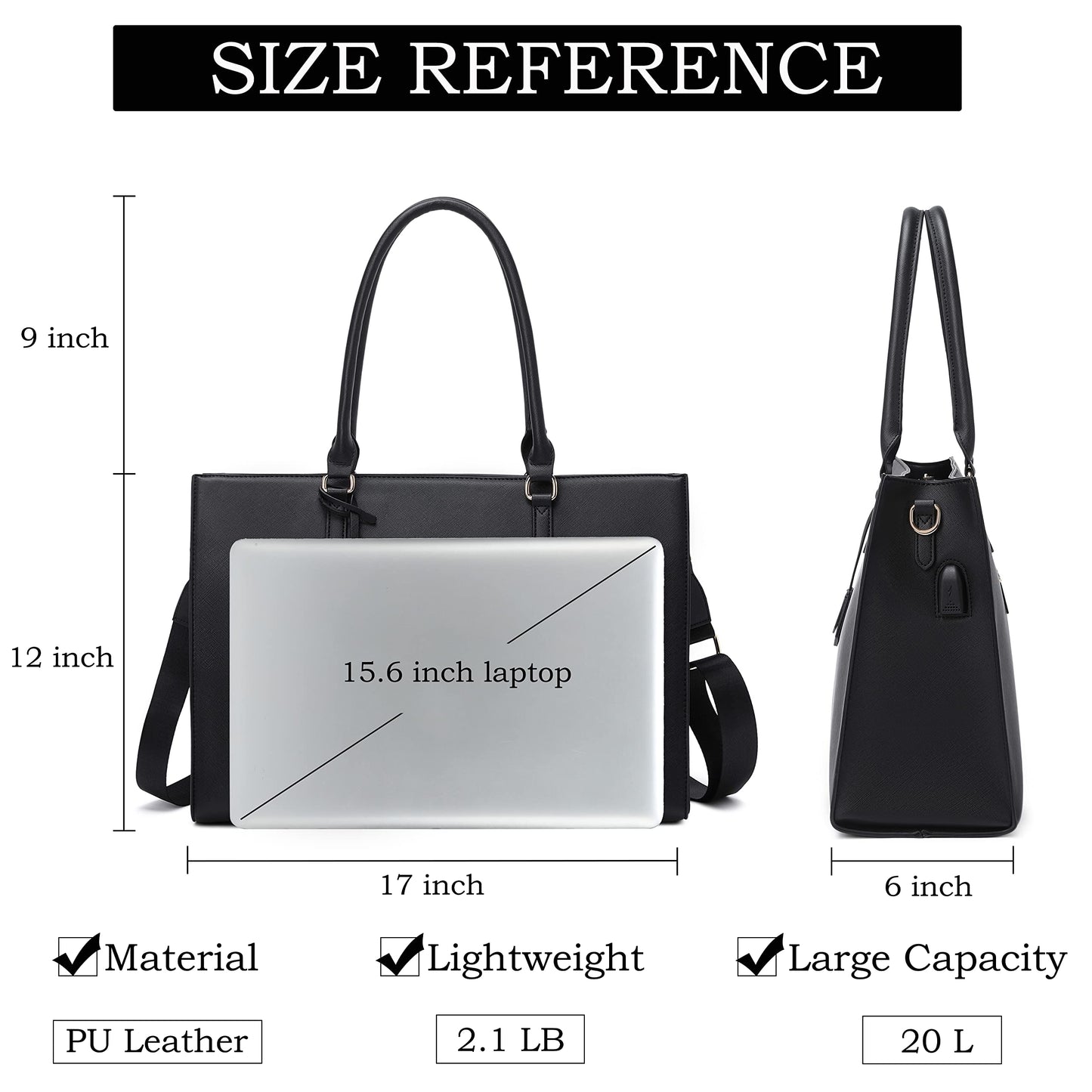Laptop Bag for Women 17 inch Casual Work Bags for Women with USB Charging Port Laptop Tote Bag for Women with Clutch Purse