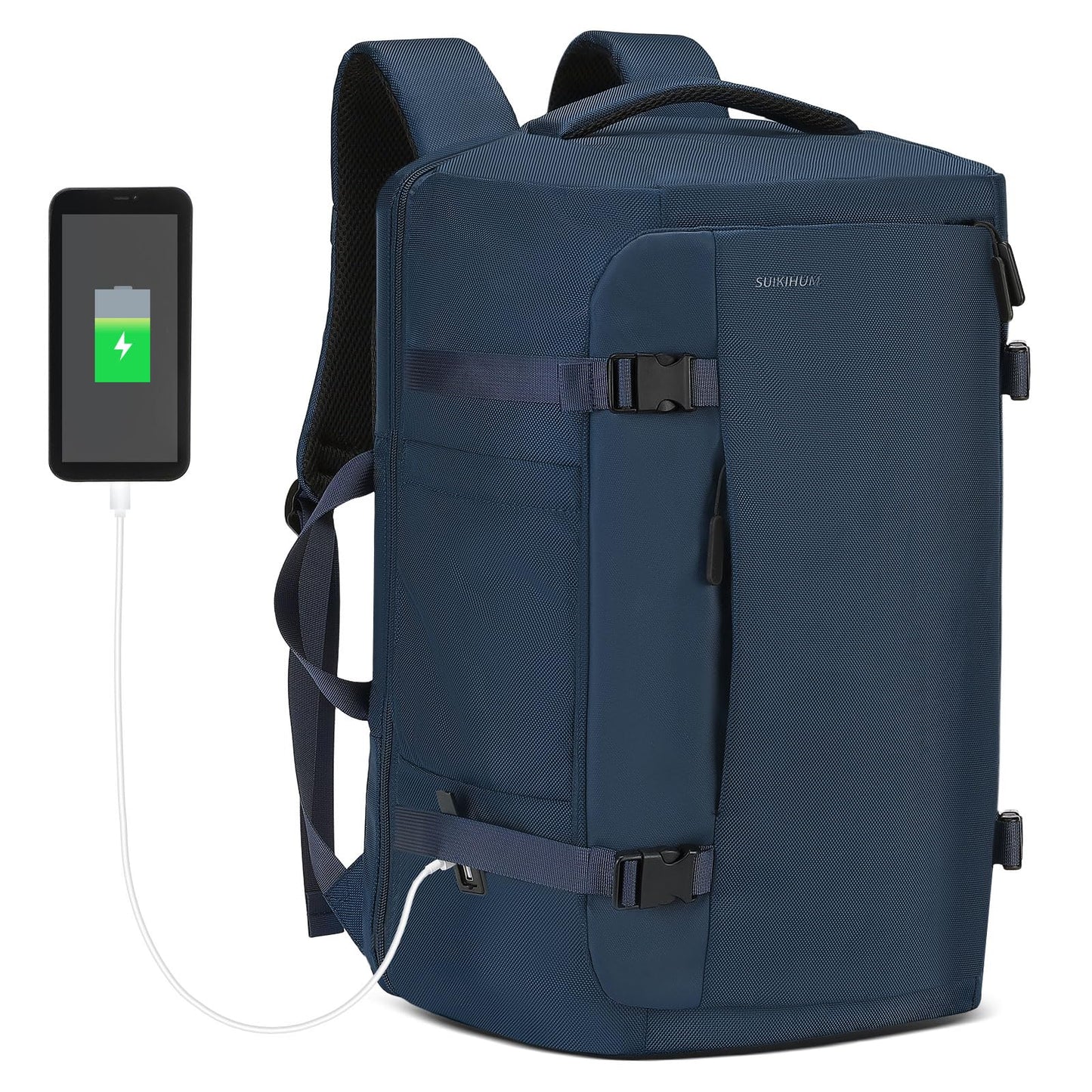 SUIKIHUM 40L Travel Backpack, TSA Friendly Flight Approved Carry on Backpack for Men Women, Fits 17.3 Inch Laptop with USB-A&C Ports, Weekender Bag, Blue