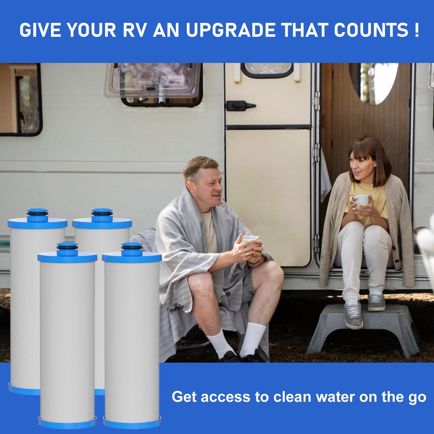 Vickmons KW1 RV Water Filter 2.5 x 10" Compatible with RCS/FR1 Housing Replaces KW1 and FRE-10-BN Filtration Systems, 4-Pack