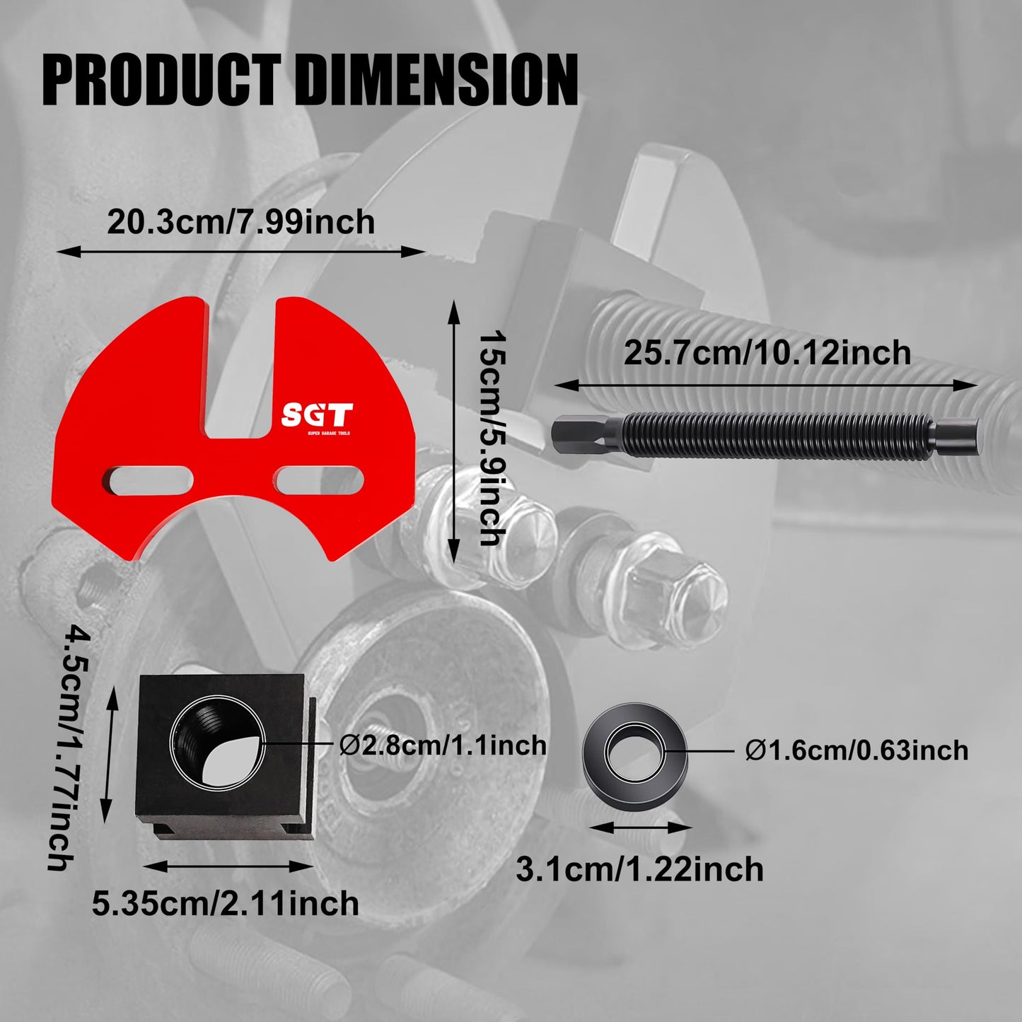 SGT 40100 Hub Remover Set,Wheel Bearing Hub Remover Tool Set Compatible with 5 6 8 Lug Hub Assemblies on Cars and Trucks,Wheel Hub Removal Tool with Gloves